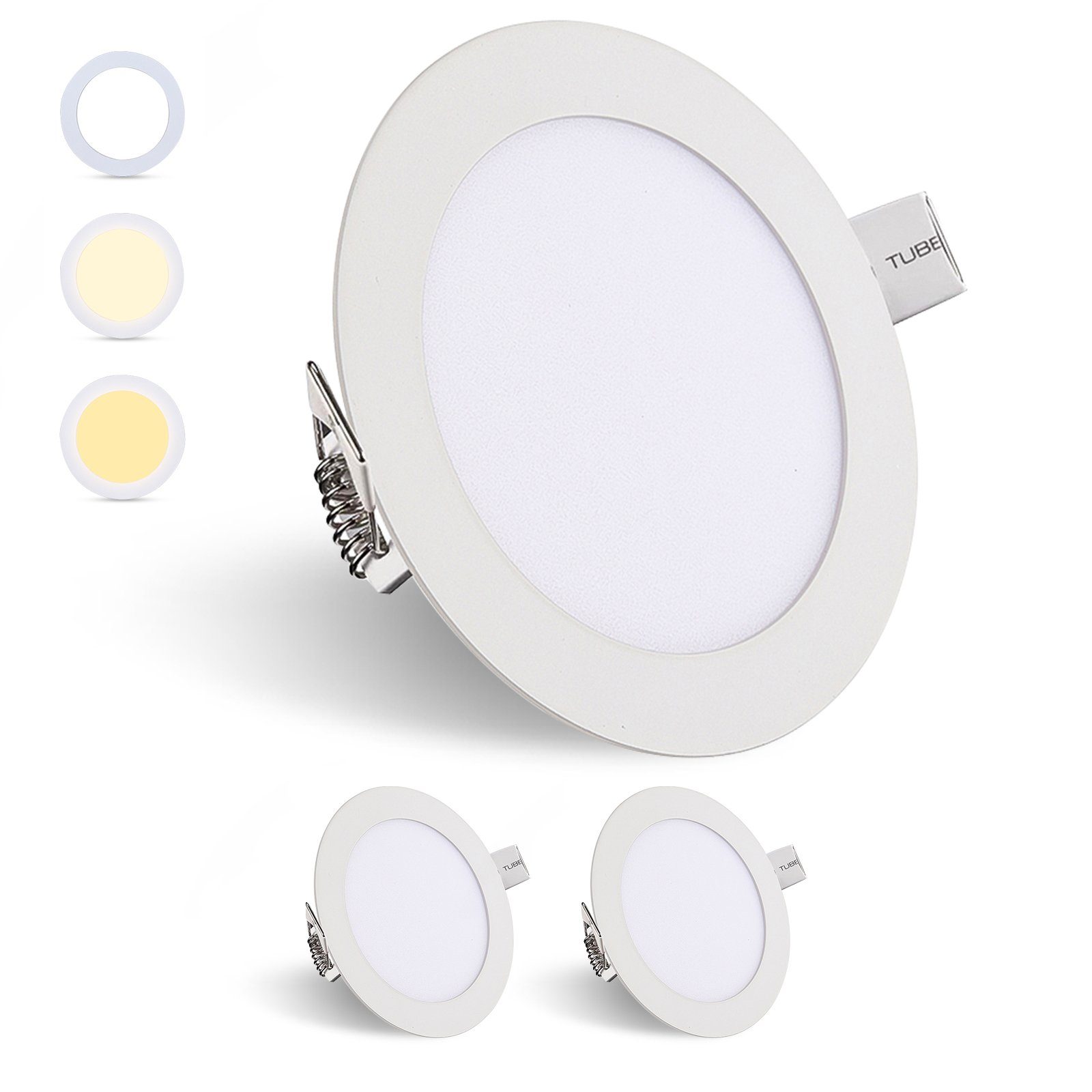 Clanmacy LED Einbauleuchte LED Einbauleuchte Büro, Trafo, ultra IP44 Badezimmer, Bad für Farbwechsel Dimmbar flach Farbwechsel 3200K-6500K Wohnzimmer, 3-18W LED Einbauspots (3st.-10st) Einbaustrahler Deckenleuchte 6W, A+] LED Mit Einbauleuchte[Energieklasse Spot IP44