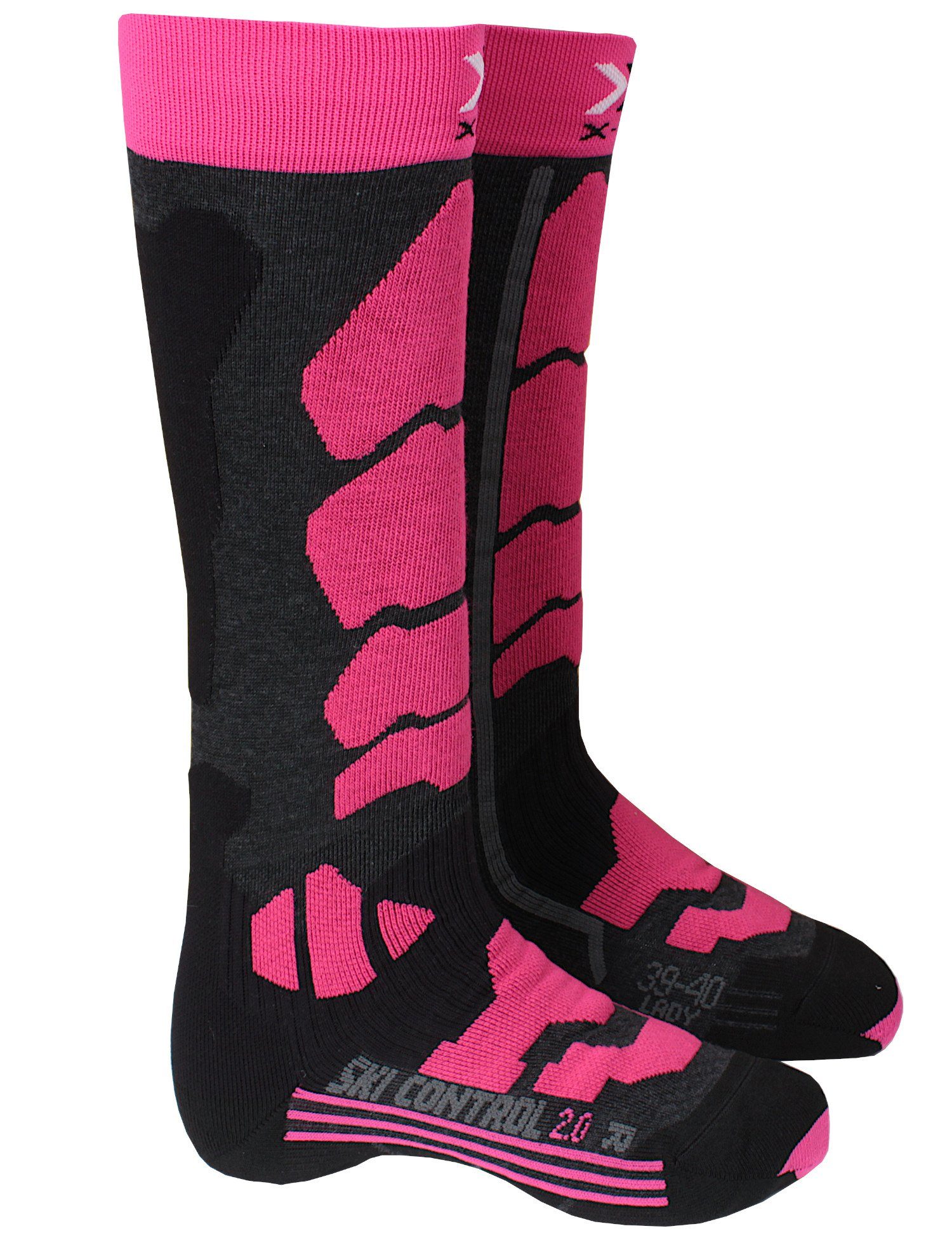 X-Socks Skisocken Ski Control 2.0 Women gepolsterte Dämpfungszonen pink-schwarz