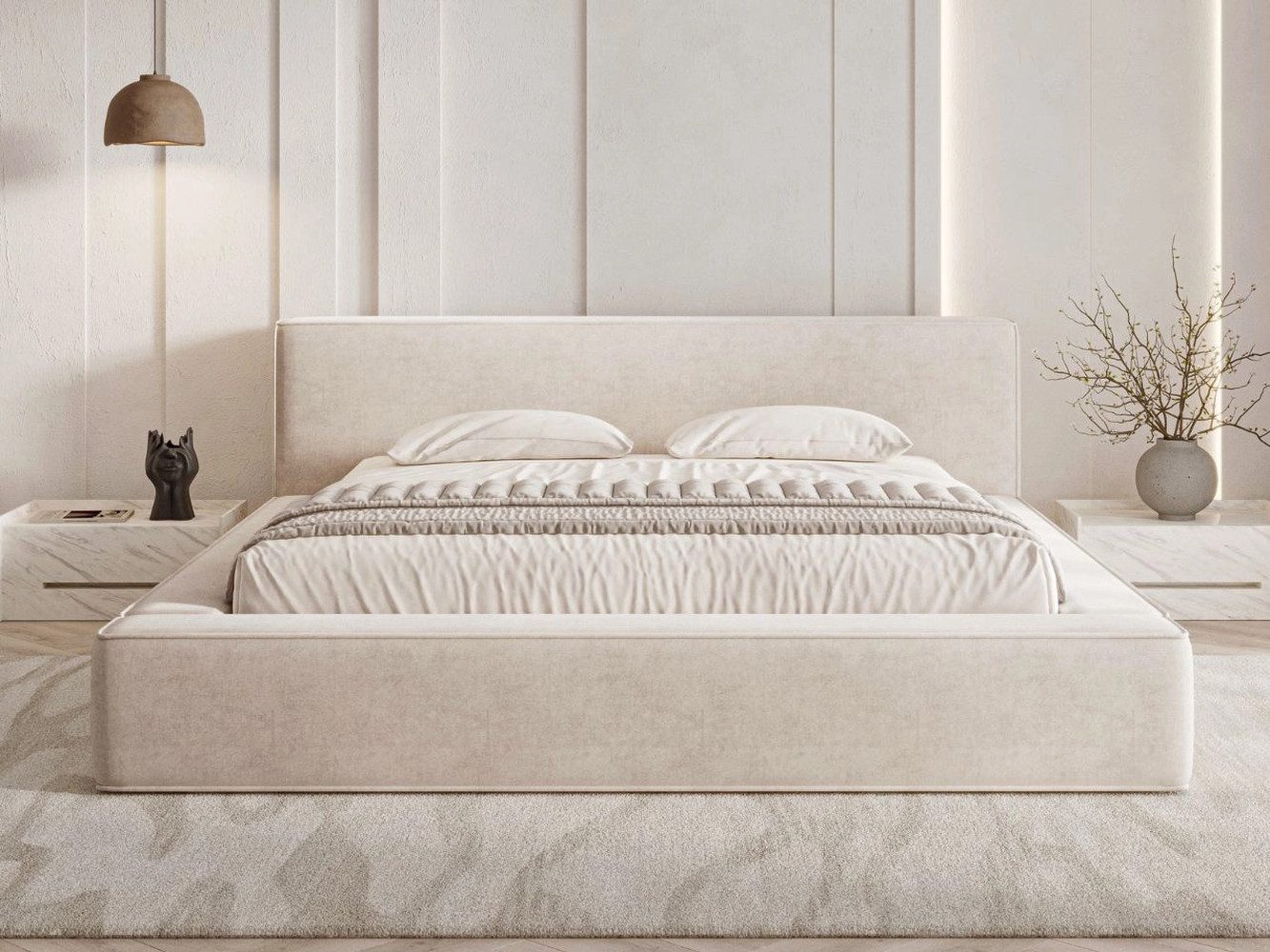 GrainGold Polsterbett mit Bettkästen MALI, Modern Bett mit Kopfteil - 160x2 günstig online kaufen