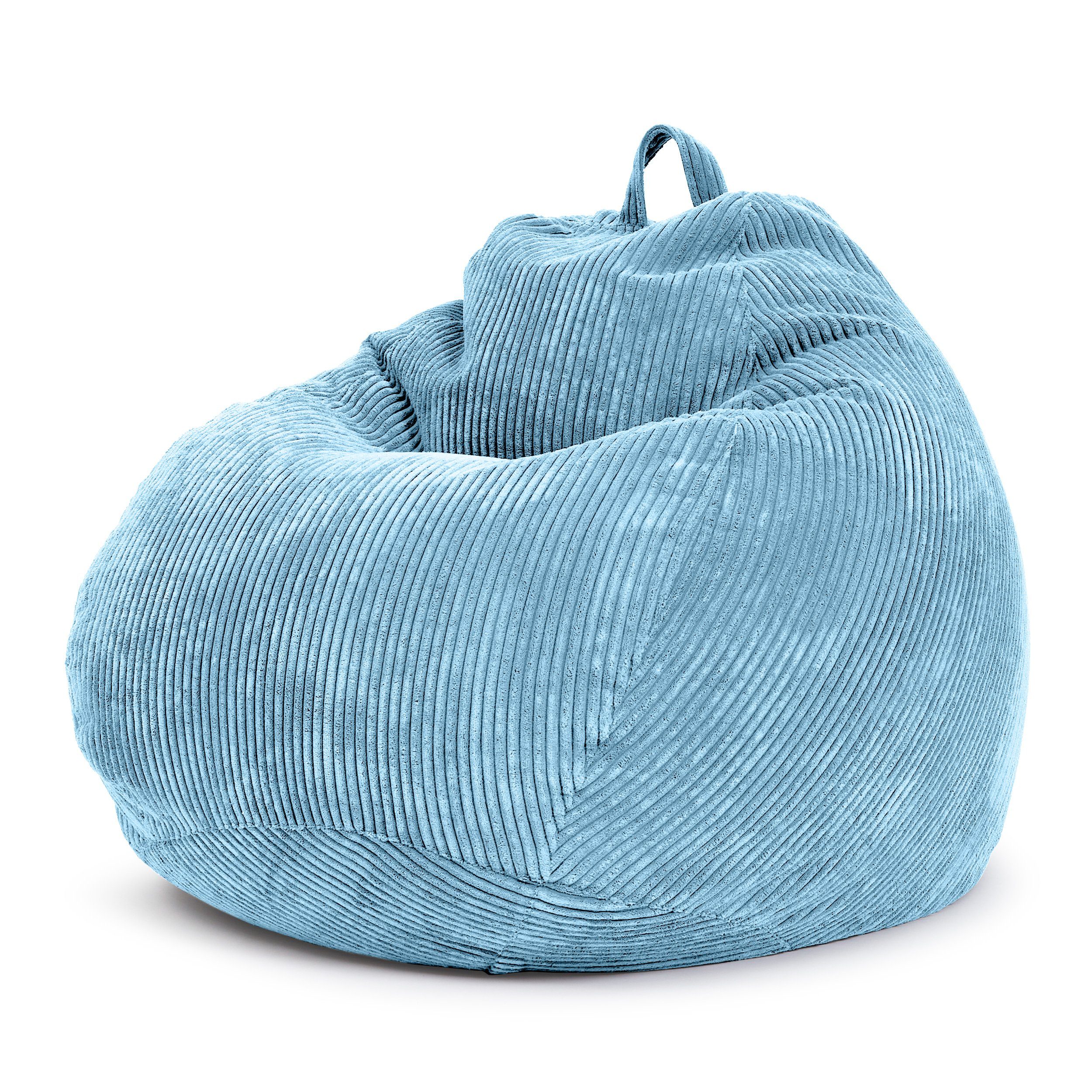 Liegekissen 90x110cm Sitzhocker EPS-Perlen Waschbar Sitzkissen), Kuschelig Kinder - Bodenkissen Hellblau Relax-Sessel (Indoor Bean Stoff Weich Cord Scoop Sitzsack Sitzsack Erwachsene Green Drinnen & Füllung Cordstoff,