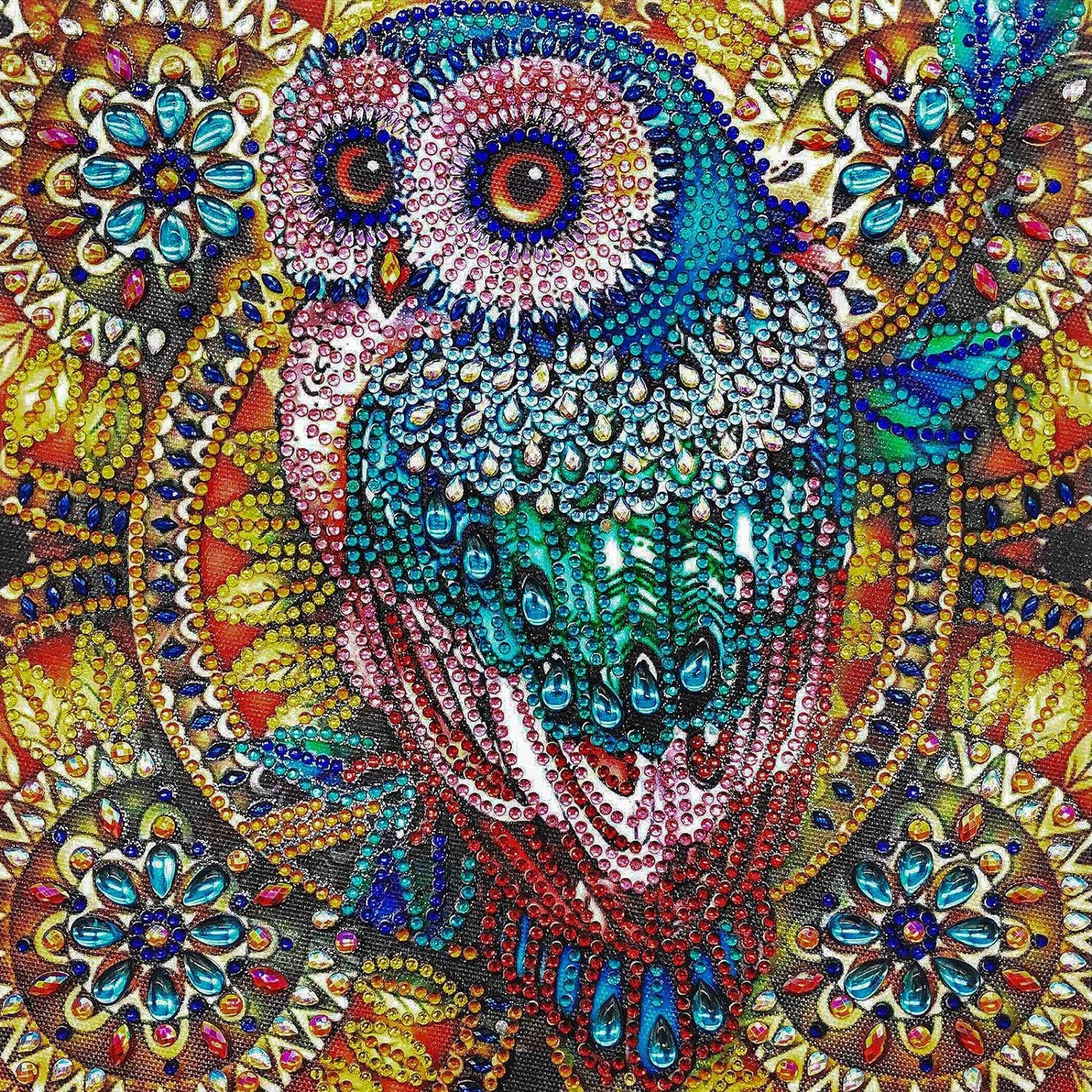 LA CUTE Malen nach Zahlen 5d Diamant Malerei Kristall Eule 40x40cm DIY Malen nach Zahlen (5d Diamant Painting mit Kristallsteinchen für Funkelndes Ergebnis, 5d Diamond Painting-Set 40 x 40cm), Entspannendes Hobby, kreative Stunden, schimmerndes Endergebnis.
