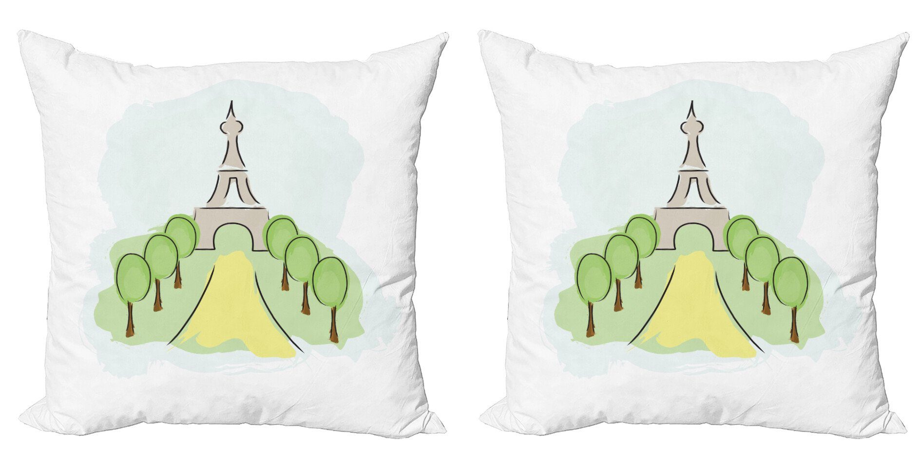 Kissenbezüge Modern Accent Doppelseitiger Digitaldruck, Abakuhaus (2 Stück), Eiffelturm Touristische Landschaft
