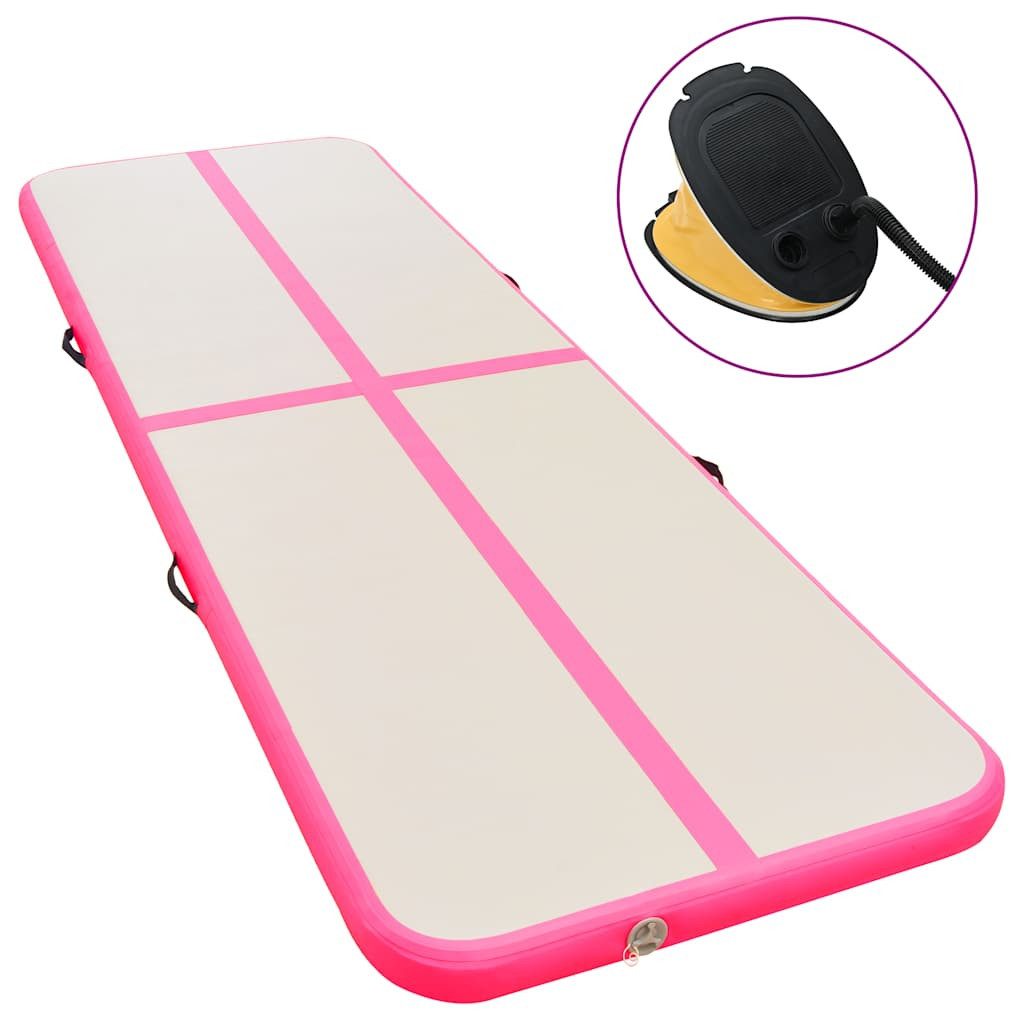 Gymnastikmatte Aufblasbare Gymnastikmatte mit Pumpe 800×100×10 cm PVC Rosa