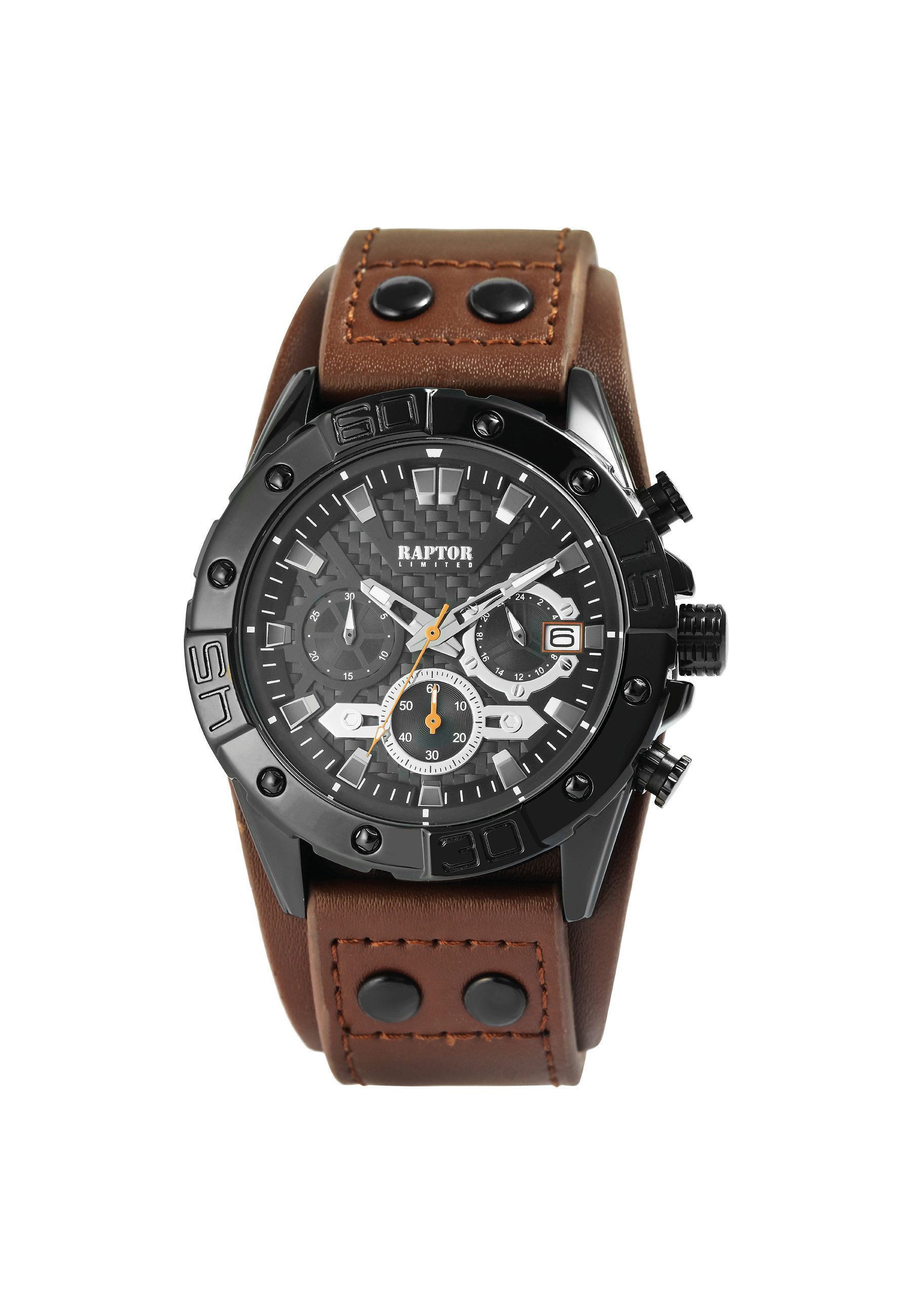Raptor Limited Quarzuhr Lilio mit Echtlederband, 3 ATM, Chronograph