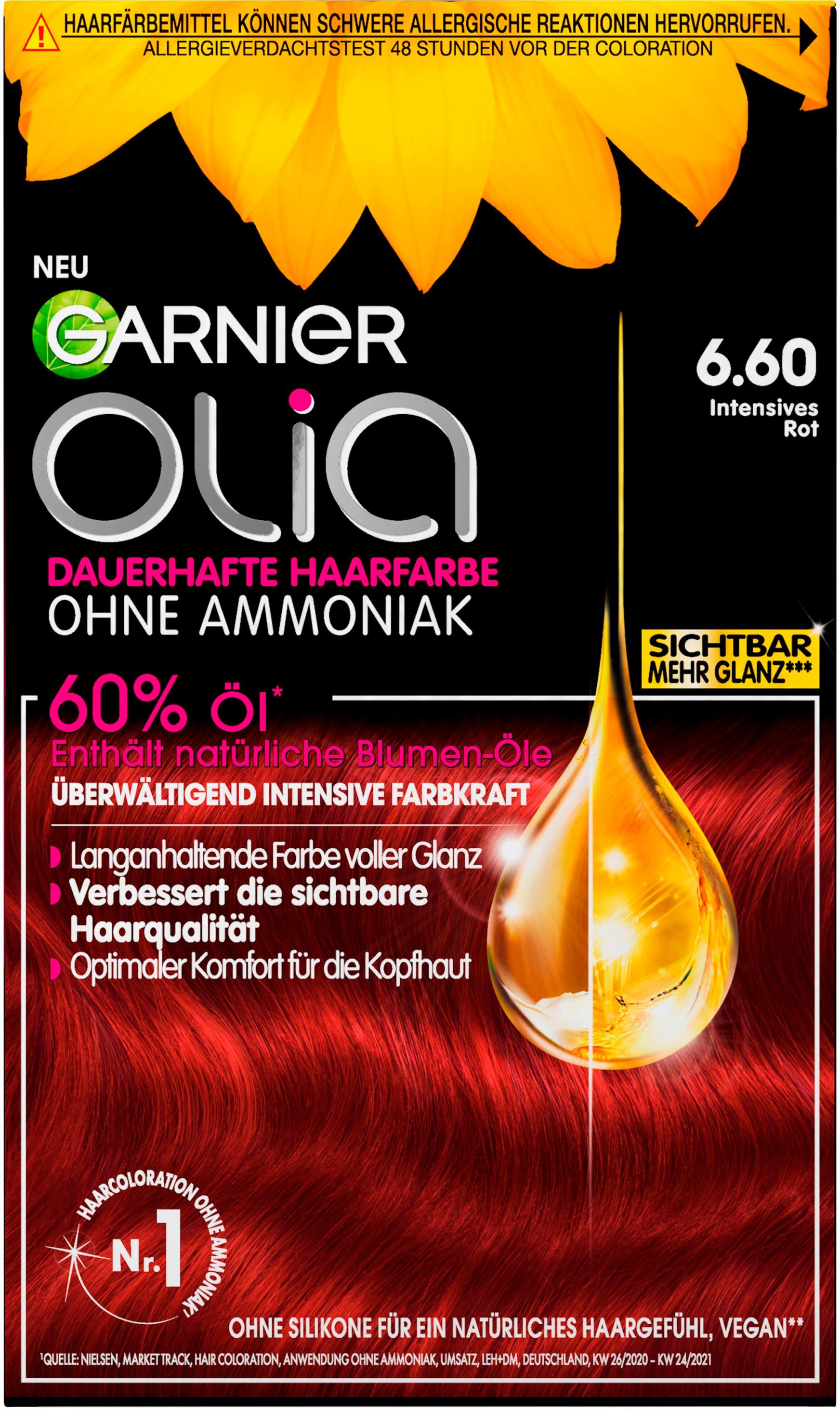 Haarfarbe, 3-tlg., Coloration dauerhafte Olia Ölbasis Garnier GARNIER Set,