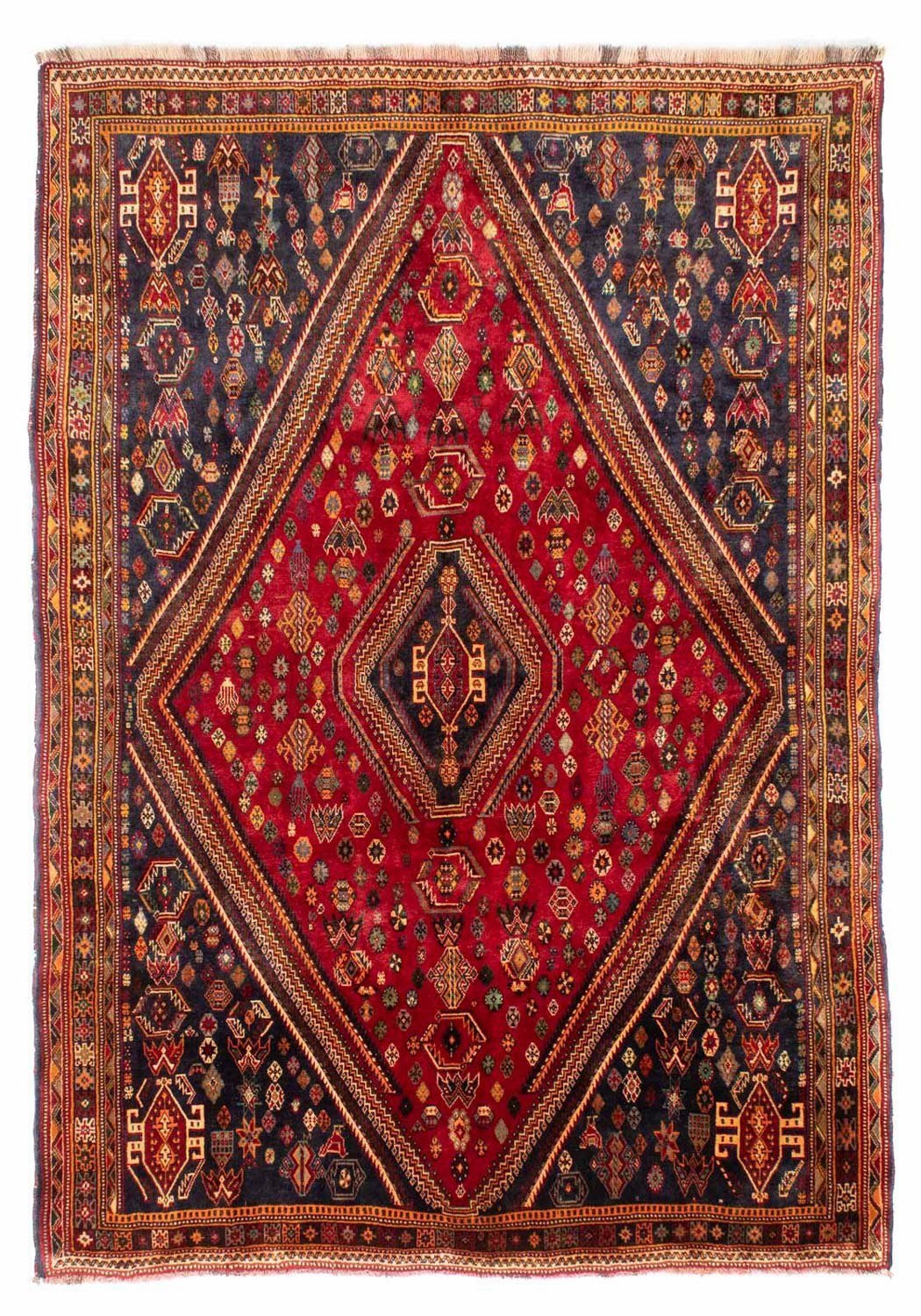 morgenland, Wollteppich Rosso mit Unikat 10 Medaillon 190 x Shiraz scuro Zertifikat mm, rechteckig, cm, Höhe: 272