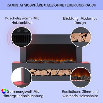 Klarstein Elektrokamin Studio Light & Fire, elektrischer Kamin mit Heizfunktion Heizlüfter elektrischer Kaminofen