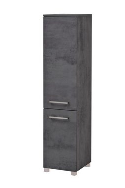 möbelando Midischrank Stockholm Moderner Midischrank, Korpus und Front aus MDF in Oxid Stone, mit 2 Türen, 3 Einlegeböden und 4 Möbelfüßen, Breite 30 cm, Höhe 130 cm, Tiefe 35 cm