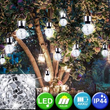 etc-shop Gartenleuchte, LED-Leuchtmittel fest verbaut, 6er Set Solar Hänge Leuchten rund Garten Kugel Lampen Spiegel