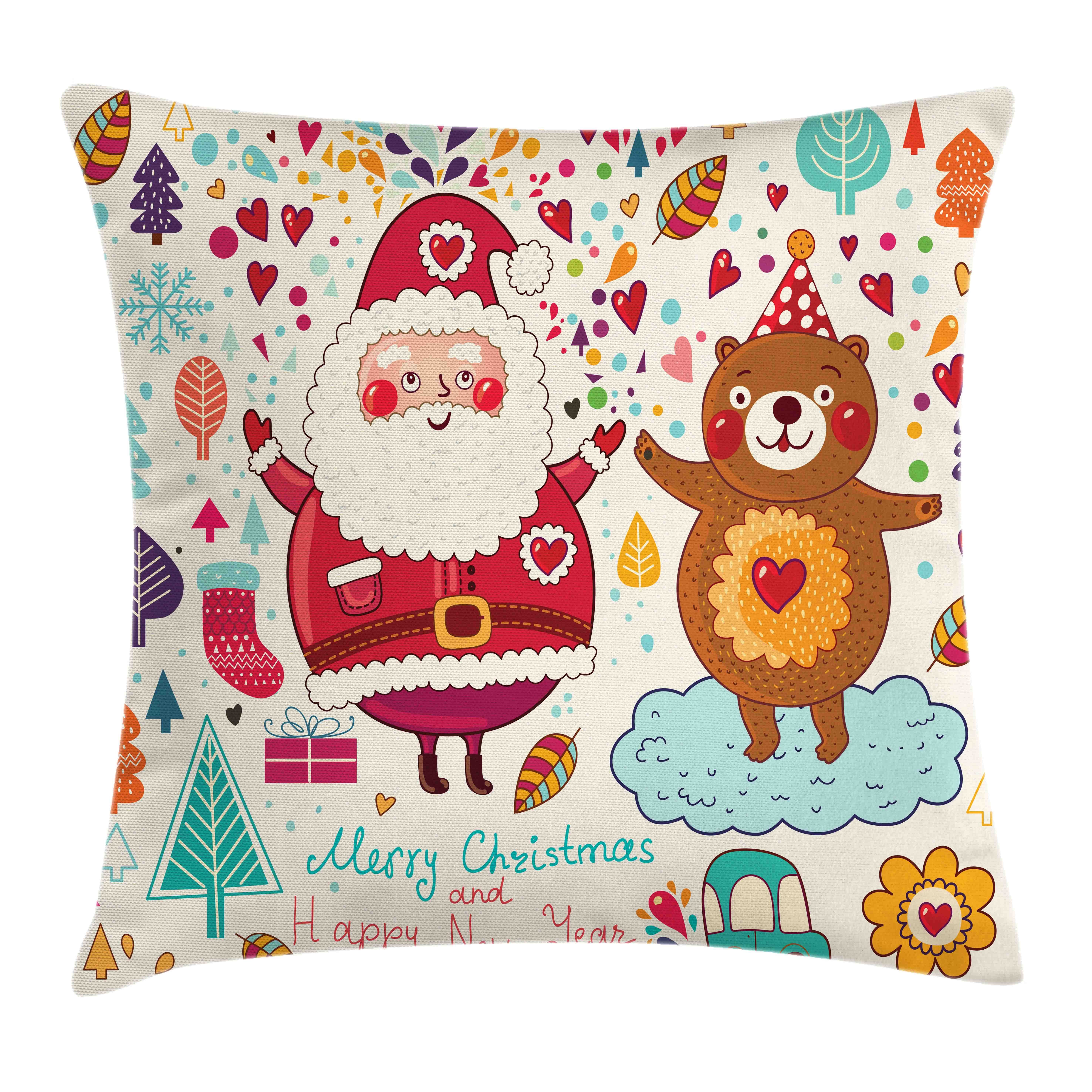 Kissenhülle Druck, und Kissenbezüge Abakuhaus Beidseitiger Stück), mit Weihnachten (1 Sankt Teddybär Reißverschluss Farben Farbfesten