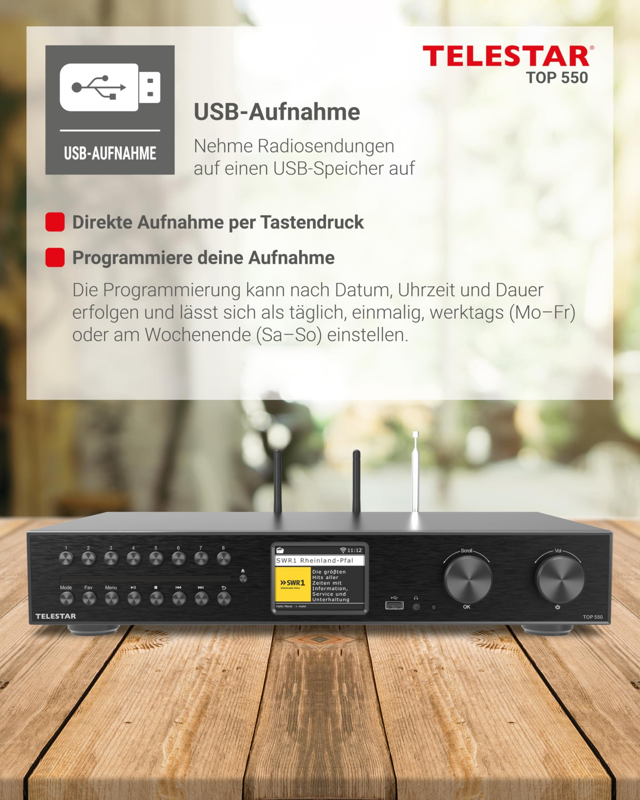 TELESTAR TOP 550 Radio (HiFi-All-in-One-System in Schwarz, Bluetooth, intuitiv)