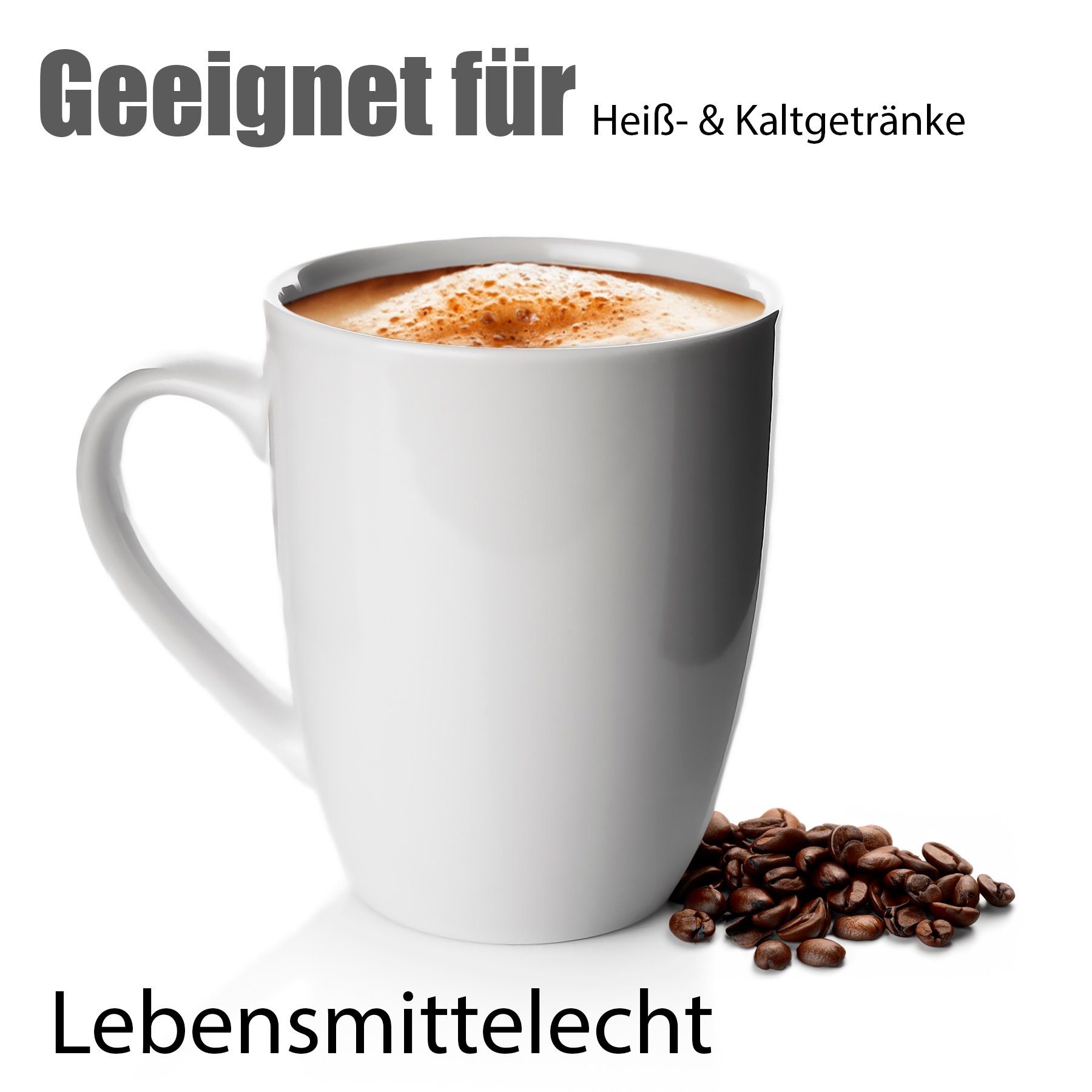 BigDean Becher 6x Kaffeebecher 300ml aus hochwertigem echtem Porzellan Kaffee, 6-tlg., Porzellan, Klassischer Kaffeebecher, Vielseitig, Qualität, Krazfest, Robust