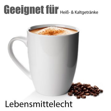 BigDean Becher 12 Stück Kaffeebecher 300 ml aus hochwertig echtem Porzellan, Porzellan