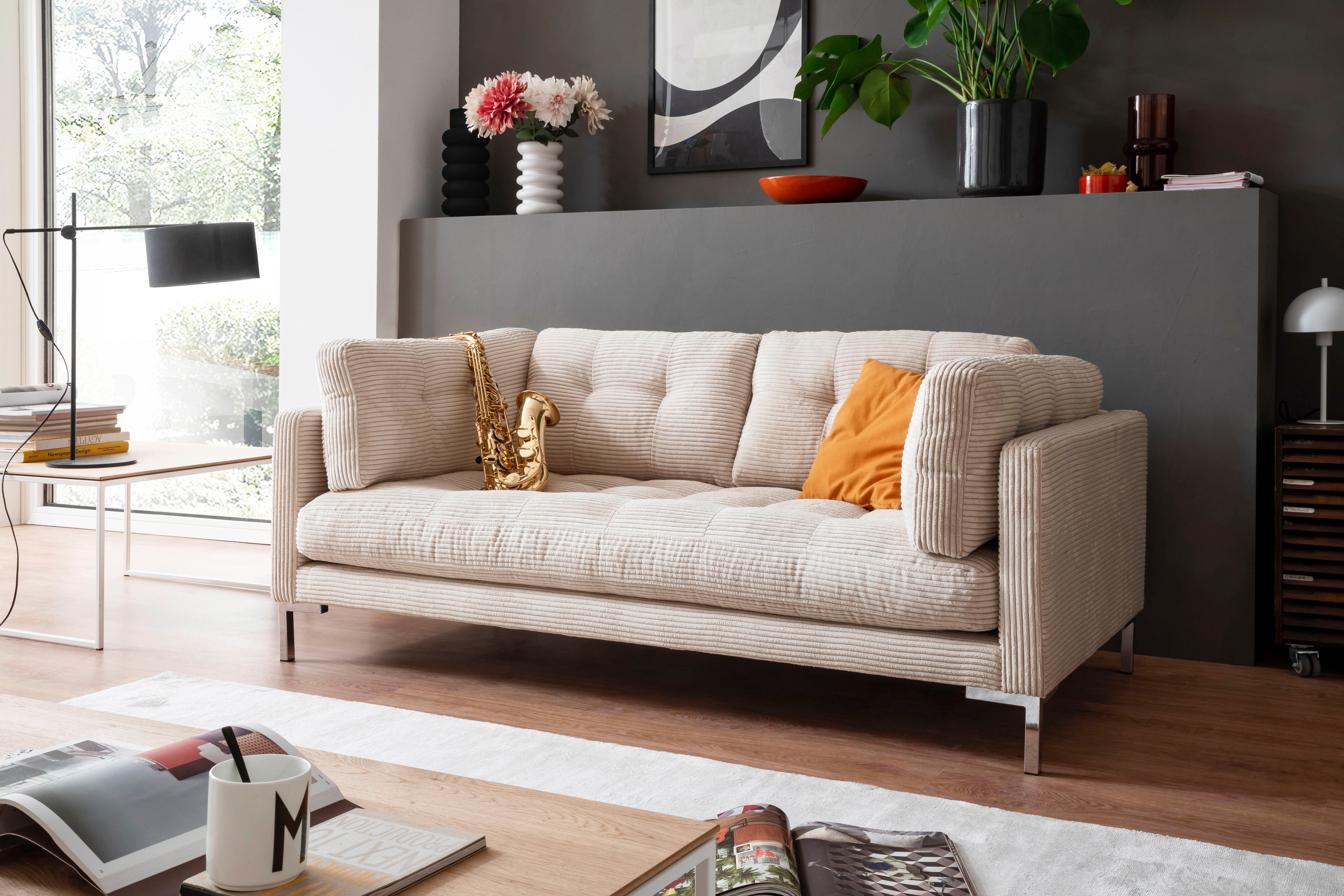 OTTO home 2-Sitzer Landau, in Cord-Stoff mit Metallfuß – Bild 2 von 5