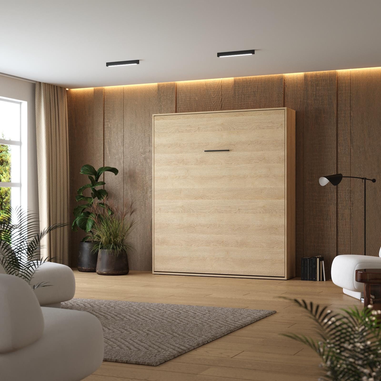 SMARTBett Schrankbett Schrankbett M1 160x200 Vertikal Kaiserberg Eiche (Schrankbett, 14-St., Schrankbett) Stk