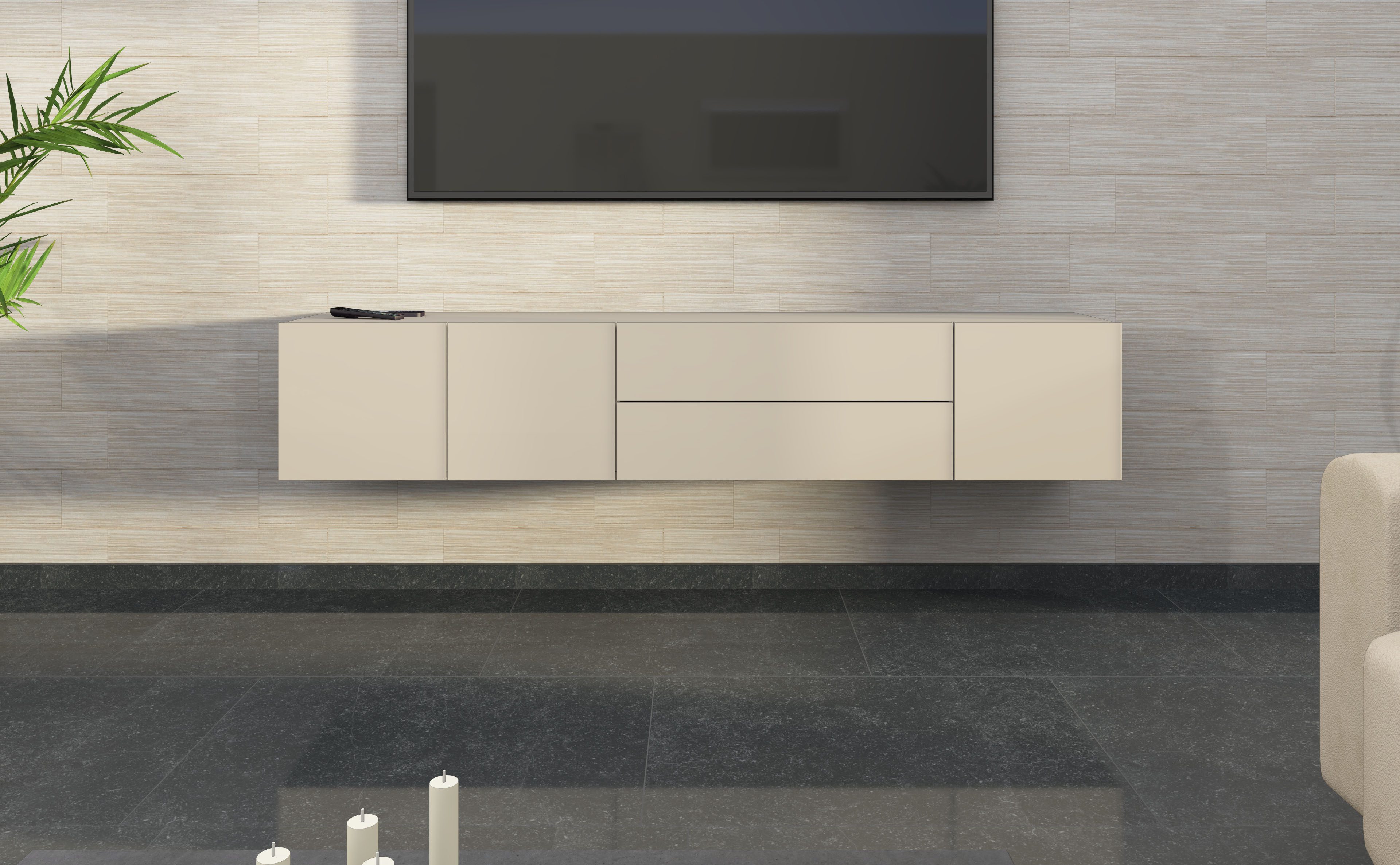 borchardt Möbel Lowboard Sophia, TV-Schrank Breite 190 cm, Breite 190 cm, hängend montierbar