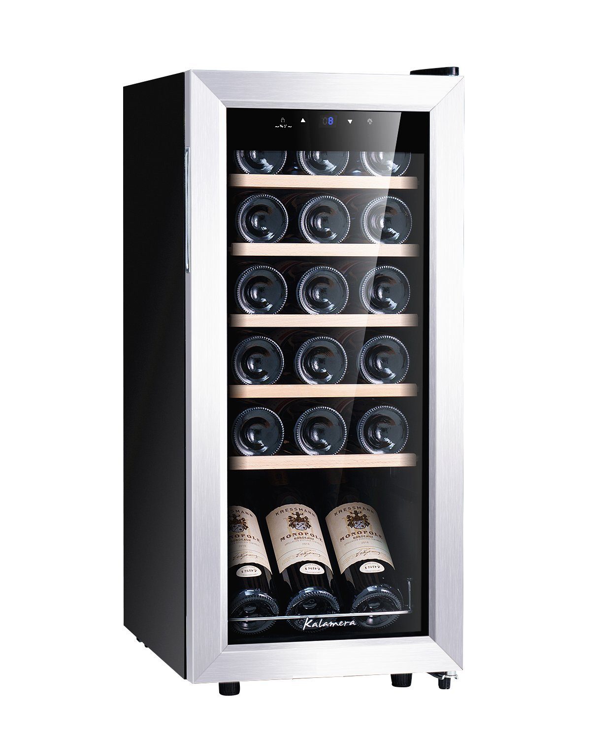 kalamera Weinkühlschrank KRC-51FCSS, für 18 Standardflaschen á 0,75l,5-18°C | Getränkekühlschränke