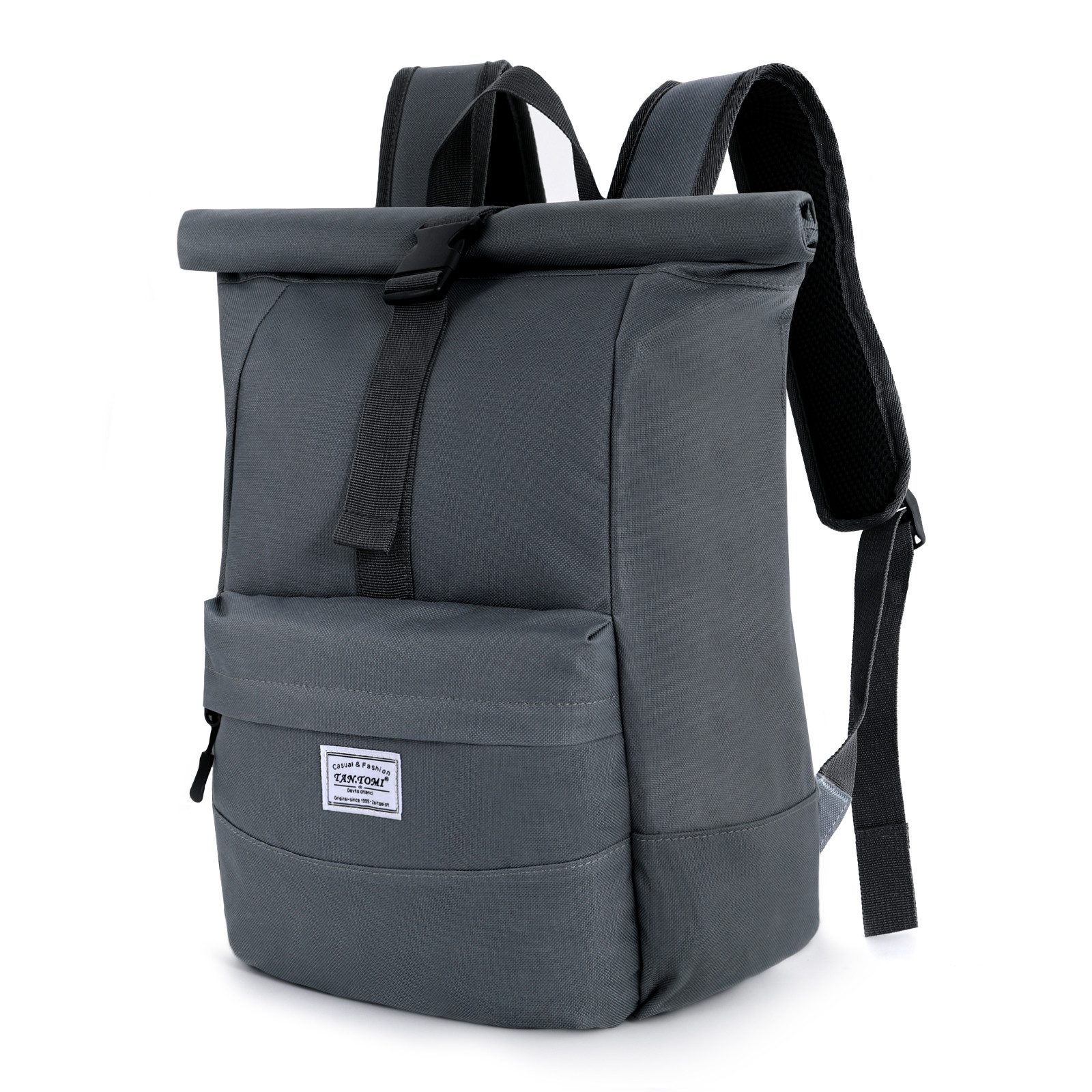 TAN.TOMI Cityrucksack Rolltop Rucksack Damen Herren Tagesrucksack mit Laptopfach, Modern Rolltop Rucksack Daypack, Wasserabweisend