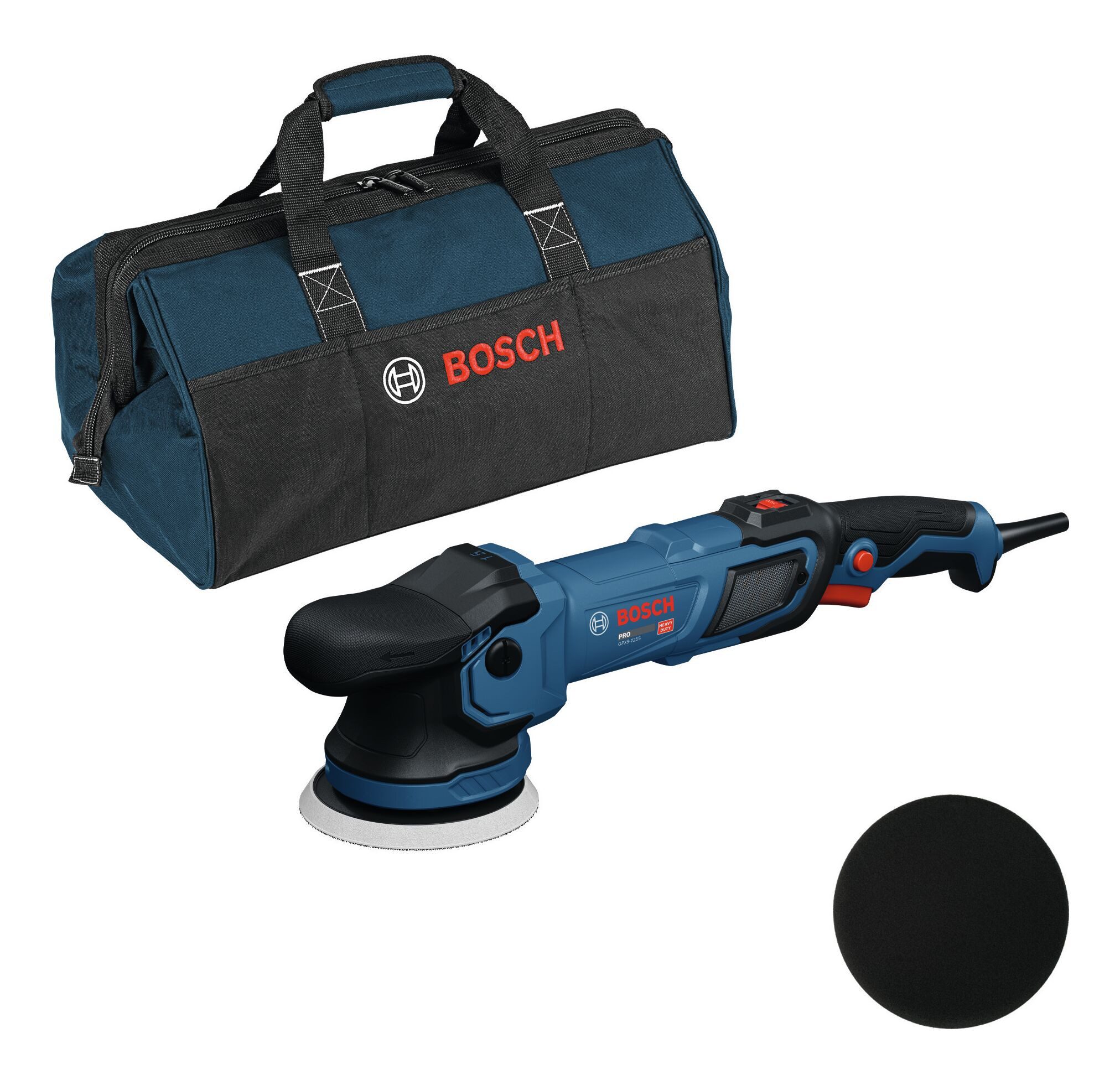 BOSCH Winkelpolierer GPX, Polierer GPX9-125S mit Schwamm 130 mm - in Werkzeugtasche