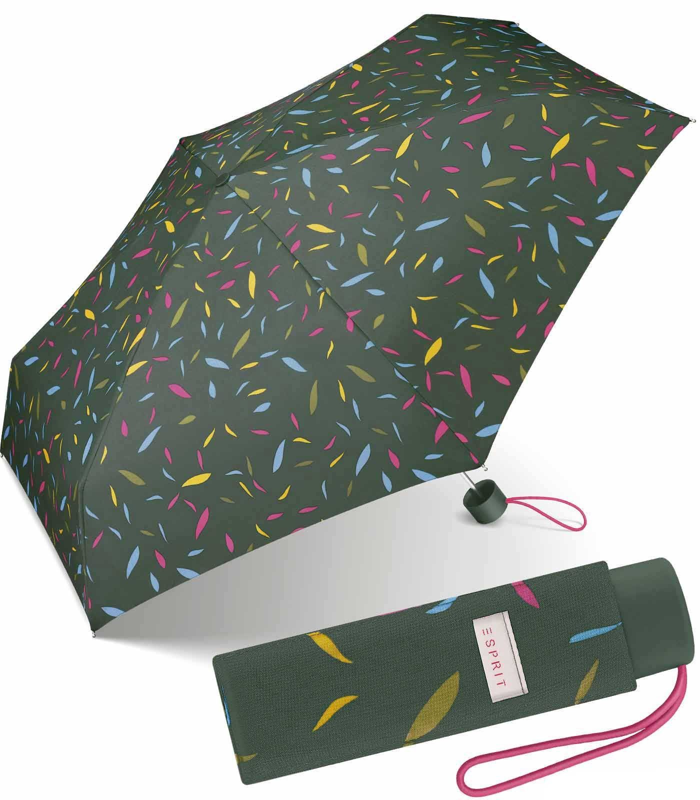 Esprit Taschenregenschirm kleiner, handlicher das besondere Eyecatcher Schirm Design Damen, grün als für