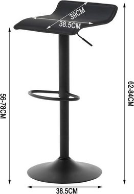 Woltu Barhocker (2 St), höhenverstellbar drehbar Kunstleder Stahl schwarz