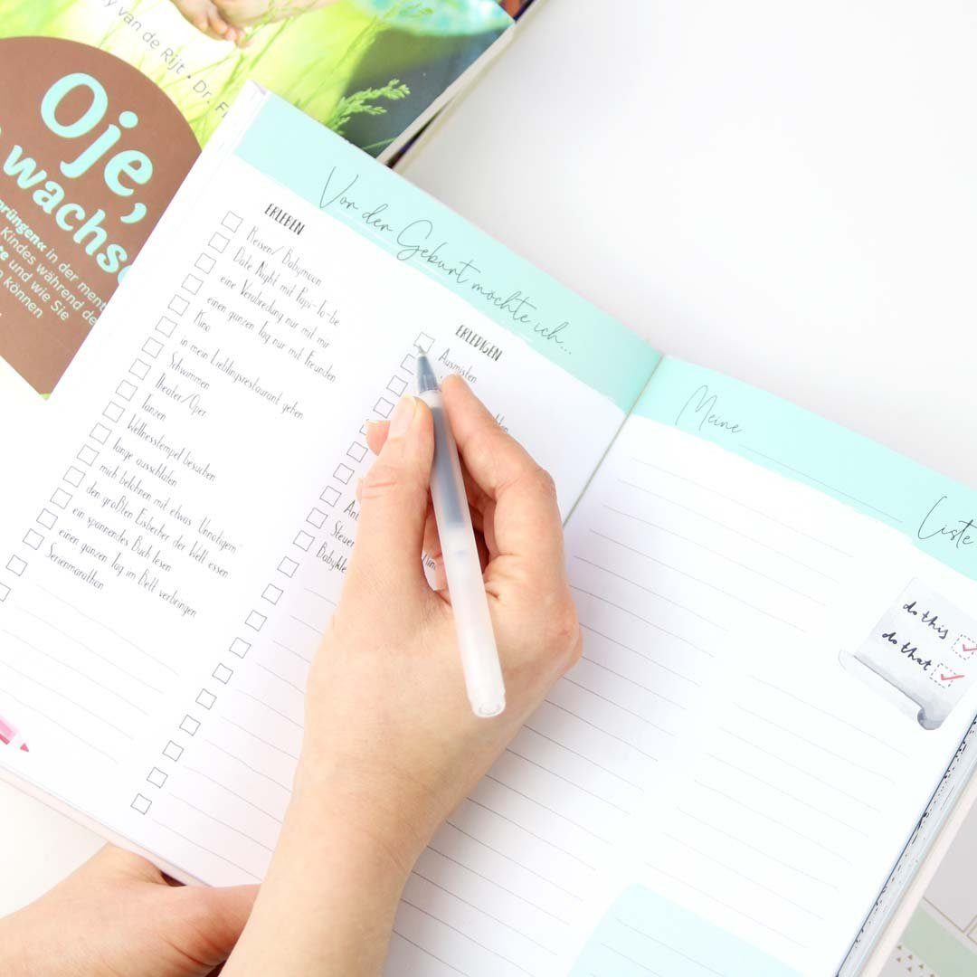 Rezepte, Checklisten Ausmalen Mitmachbuch Tagebuch Journaling, Mami-Countdown-Buch, melovely Rätseln, zum &