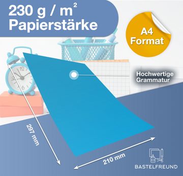 Bastelfreund® Bastelkartonpapier 100 Blatt - Pastellpapier Buntpapier 230 g/m² - A4 Kopierpapier, Papierstärke 230 g/m²