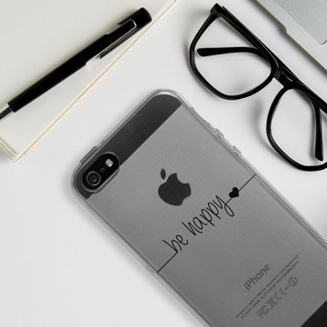 DeinDesign Handyhülle Statement Glück Motiv ohne Hintergrund be happy transparent, Apple iPhone 5 Silikon Hülle Bumper Case Handy Schutzhülle