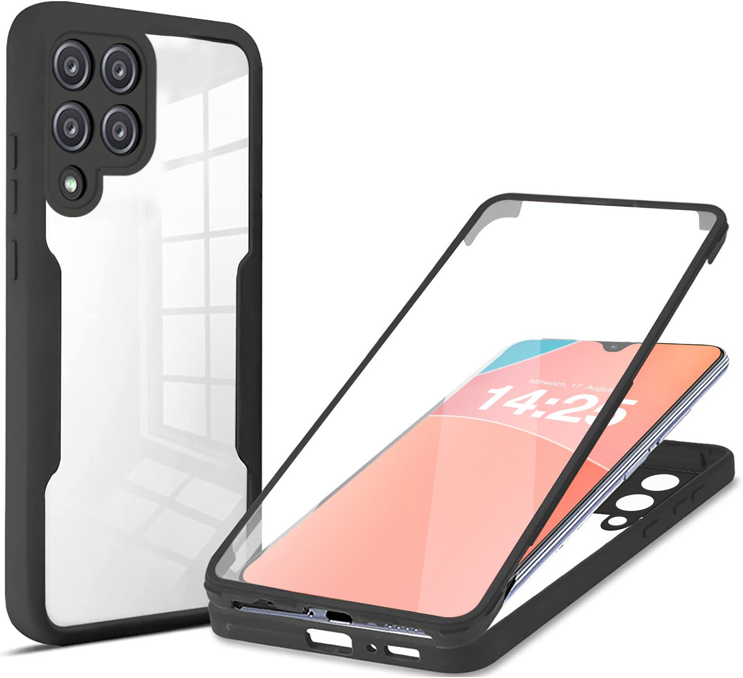 Tec-Expert Handyhülle 360 Grad Hülle für Samsung Galaxy A12 6.5 Zoll, 6.5, Rundum Schutz Cover Case Hülle robust