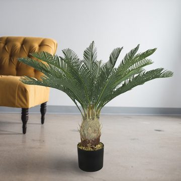 Kunstpalme Künstliche Pflanze Cycas Palme Kunstpflanze Plastikpflanze 80 cm Deko, Decovego