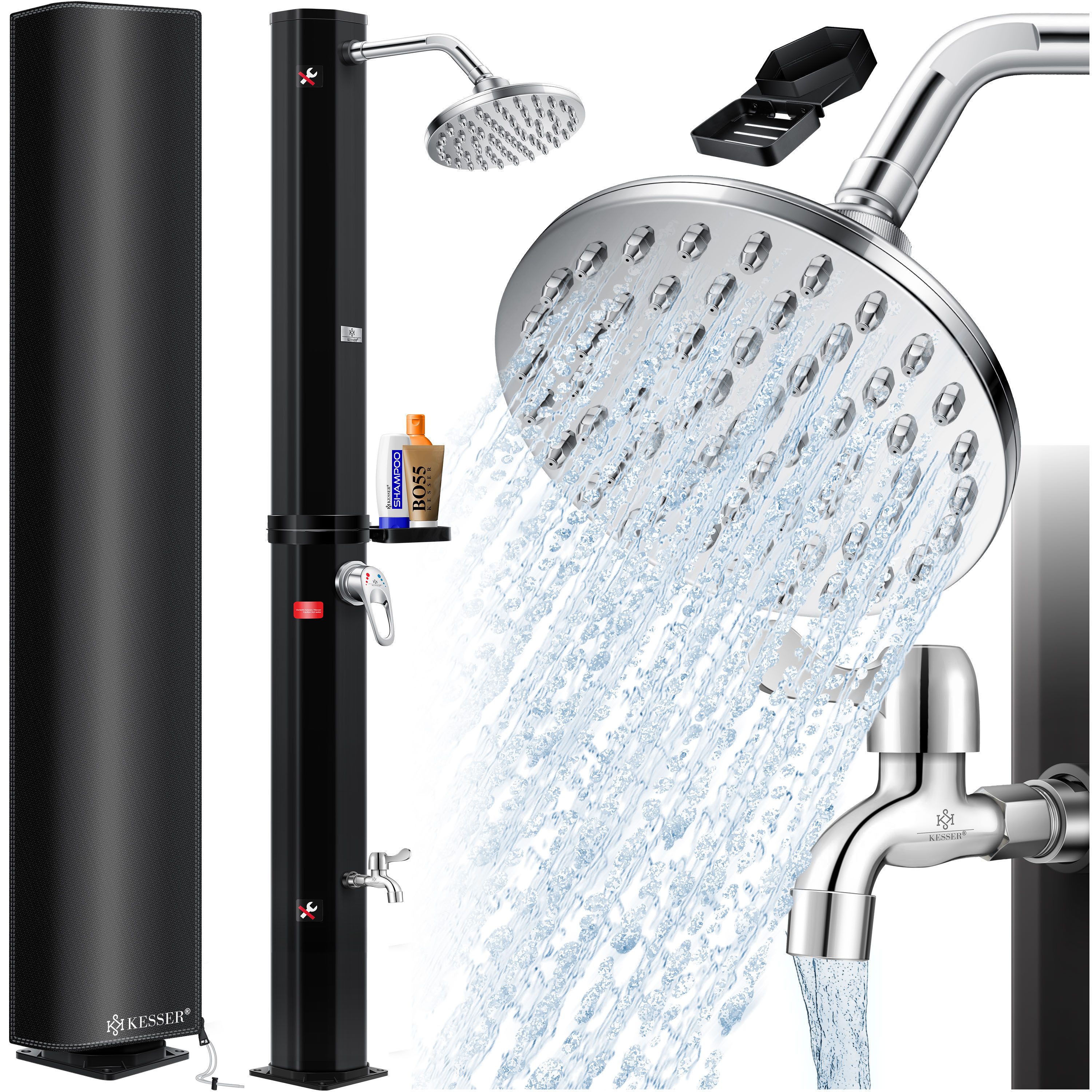 KESSER Solardusche, Solardusche 40- 60 Liter Solar Gartendusche warmes Wasser