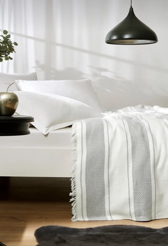 Wohndecke Wohndecke aus Biobaumwolle Stripe Handgewebt günstig online kaufen