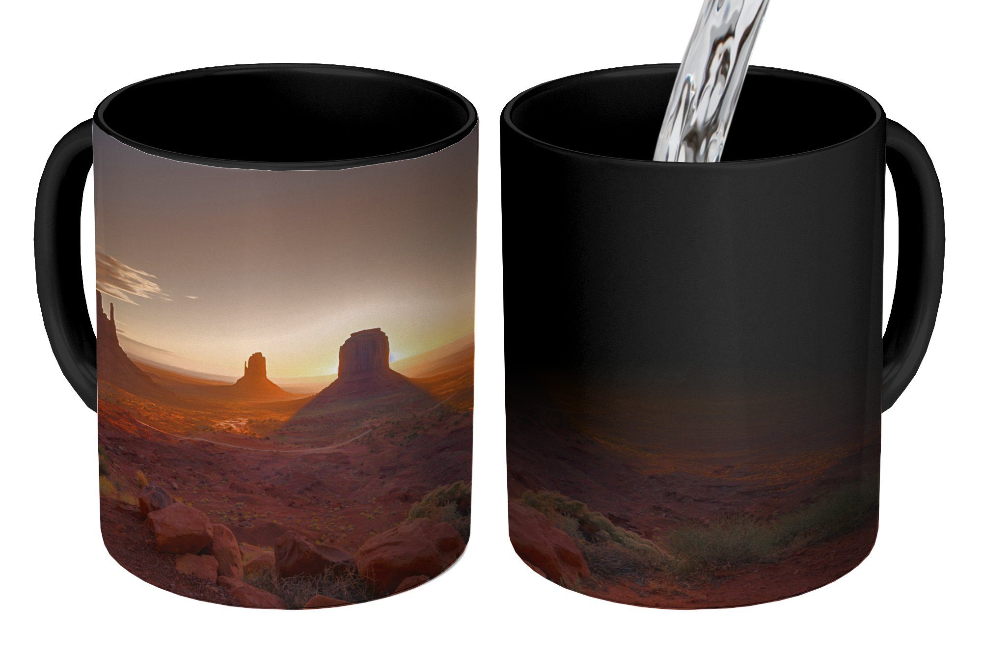Kaffeetassen, Geschenk Teetasse, Farbwechsel, Tasse Keramik, im USA, Monument in den MuchoWow Zaubertasse, Sonnenuntergang Valley