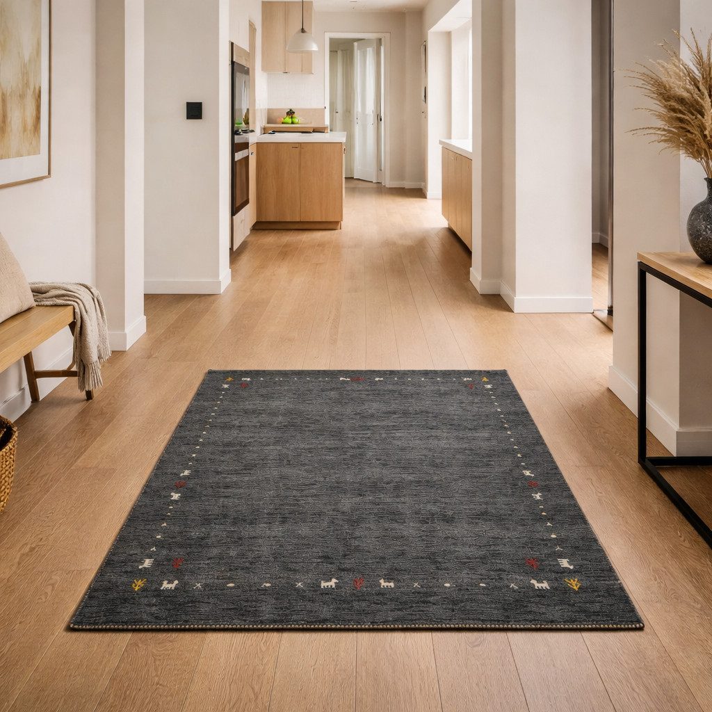 Carpet Avenue Teppich Gabbeh loom Cirque - Dunkelblau / Dunkelgrau 200x140, Rechteck, Höhe: 12 mm