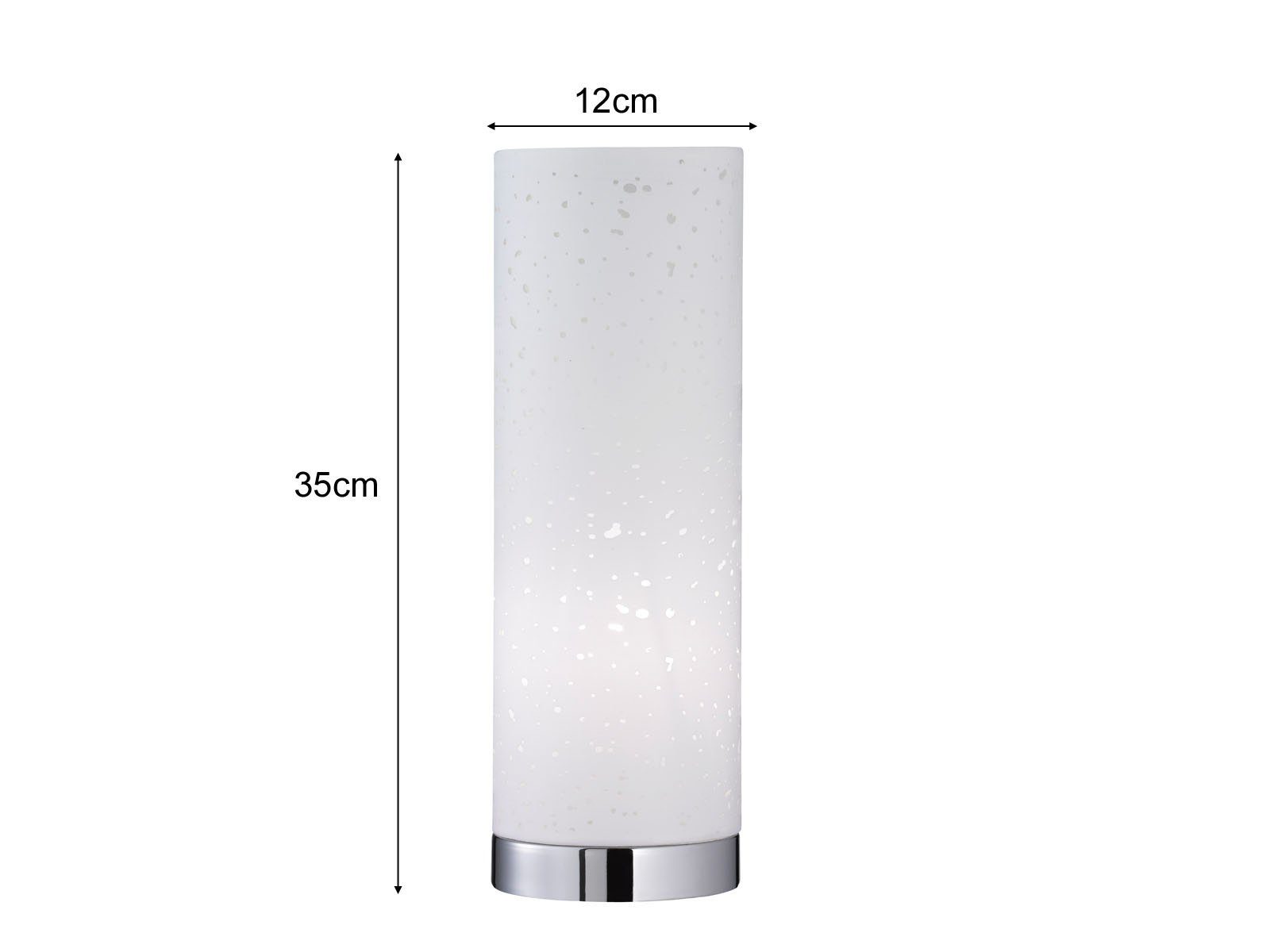 Lampenschirm Tischleuchte, meineWunschleuchte 35cm LED Zylinder dimmbar Design-Klassiker LED Silber-Weiß Stofflampe Weiß - Warmweiß, wechselbar, Dimmfunktion,