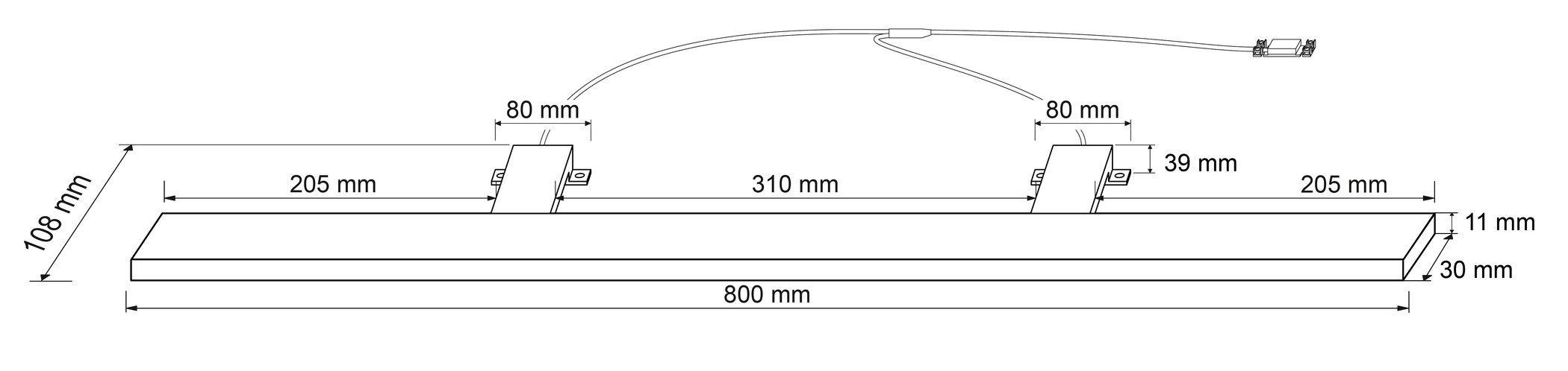 SEBSON Spiegelleuchte LED Spiegellampe Bad 80cm IP44 15W 1000lm 4000K 230V 800x108x39mm, LED integriert, neutralweiß, Aufbauleuchte + Klemmleuchte, 110° Abstrah – Bild 4 von 5