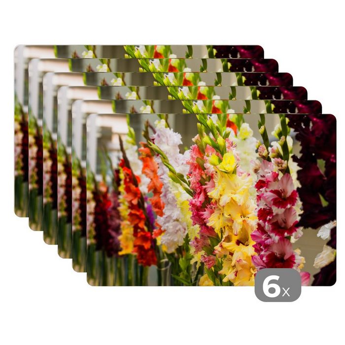Platzset Gladiolen - Blumen - Farben MuchoWow (6-St) Platzset Platzdecken Platzmatte Tischmatten Schmutzabweisend