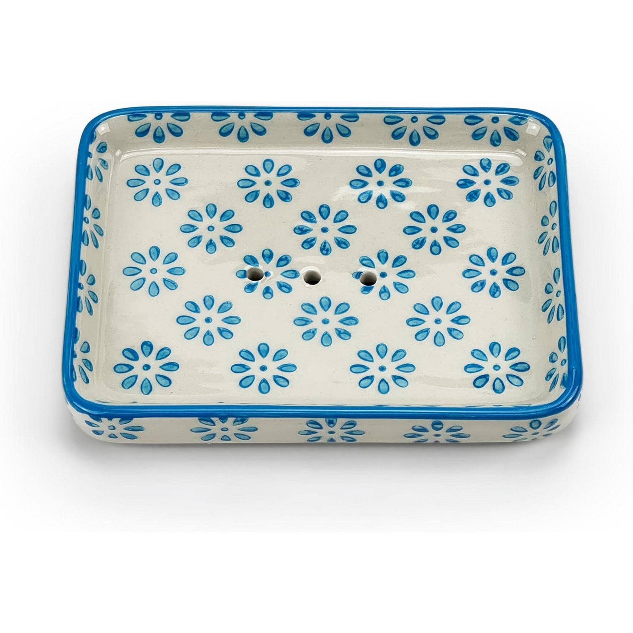 Parusia Seifenschale Parusia Seifenschale Blüten hellblau – dekorative Keramik-Seifenschale