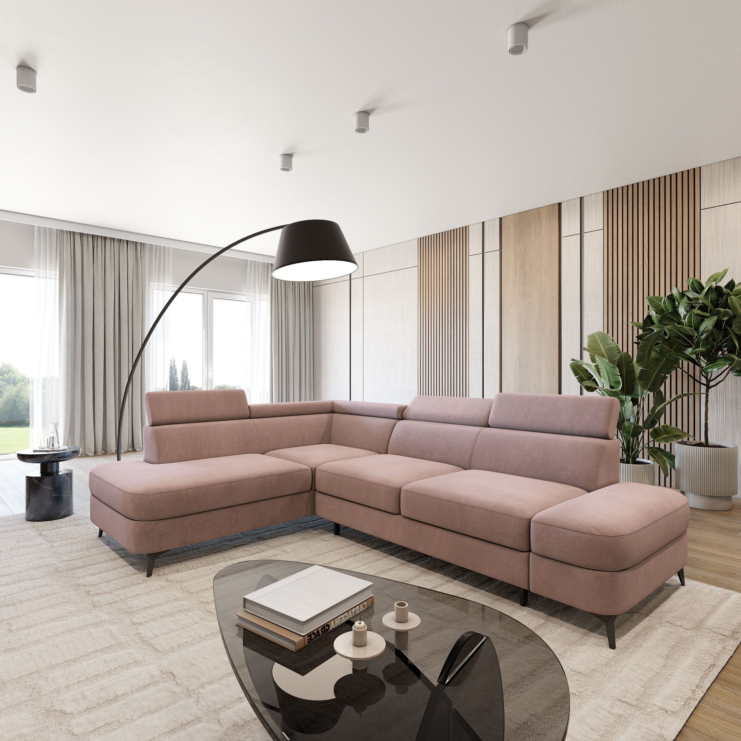 Masseno Ecksofa AVISE mit Schlaffunktion L-Form, Sofa mit Bettkasten