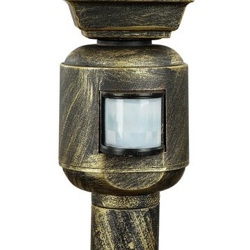 Licht-Erlebnisse Außen-Stehlampe SALZBURG, ohne Leuchtmittel, Stehlampe Außen Tiffany Stil Schwarz Gold Garten Terrasse Lampe