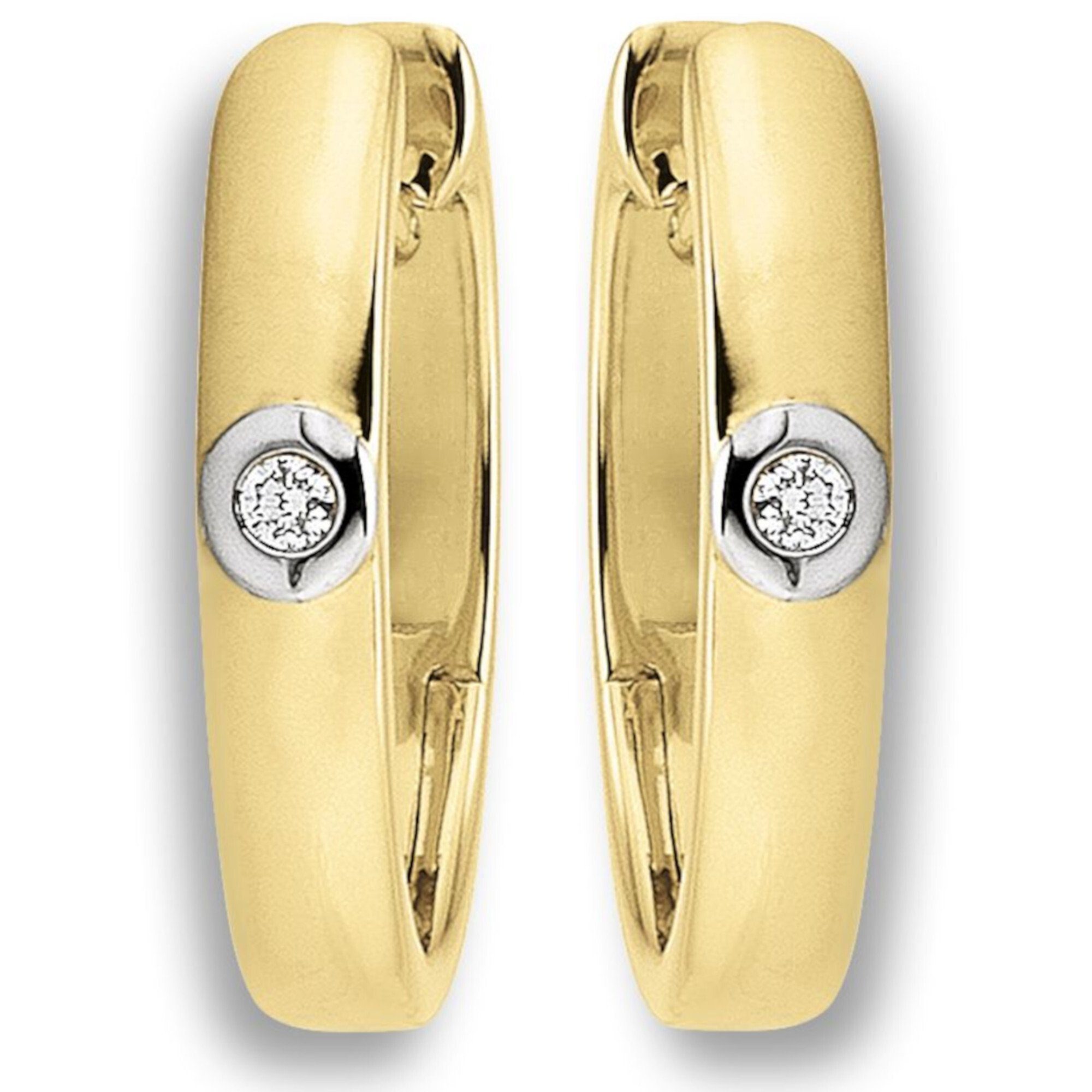 ONE ELEMENT ct 585 aus Creolen Diamant Gold Brillant Gelbgold, Schmuck 0.02 Creolen Damen Ohrringe Paar
