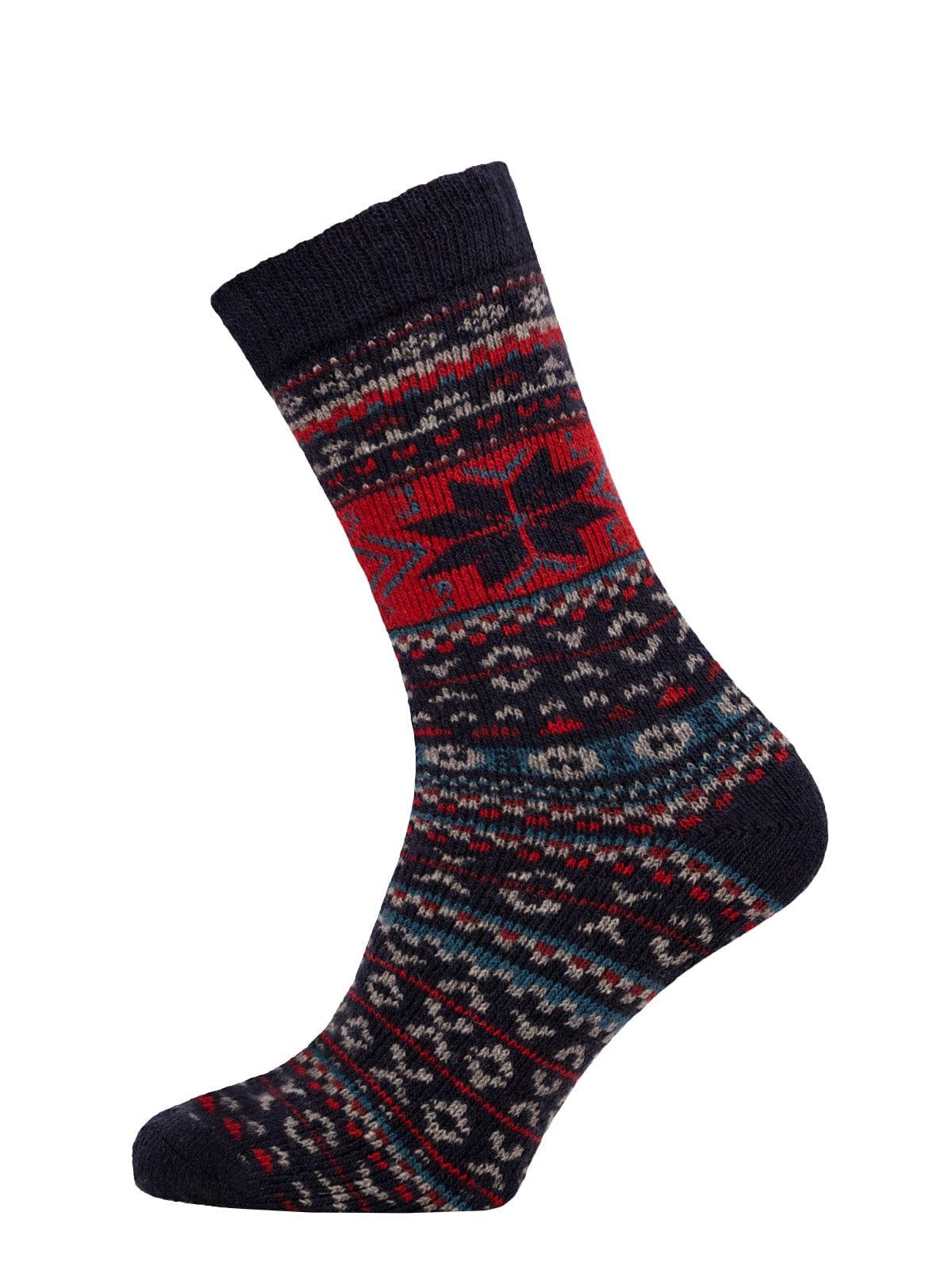 HomeOfSocks Socken Bunte Baumwollsocken Skandinavisches Design Bunte Norweger Socken Schneeflocken Muster 45% Wolle