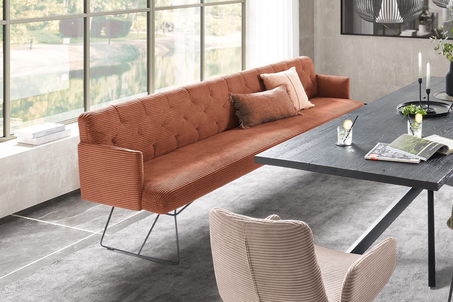 KAWOLA Sitzbank CHARME, Esszimmerbank Polsterbank, Velvet günstig online kaufen