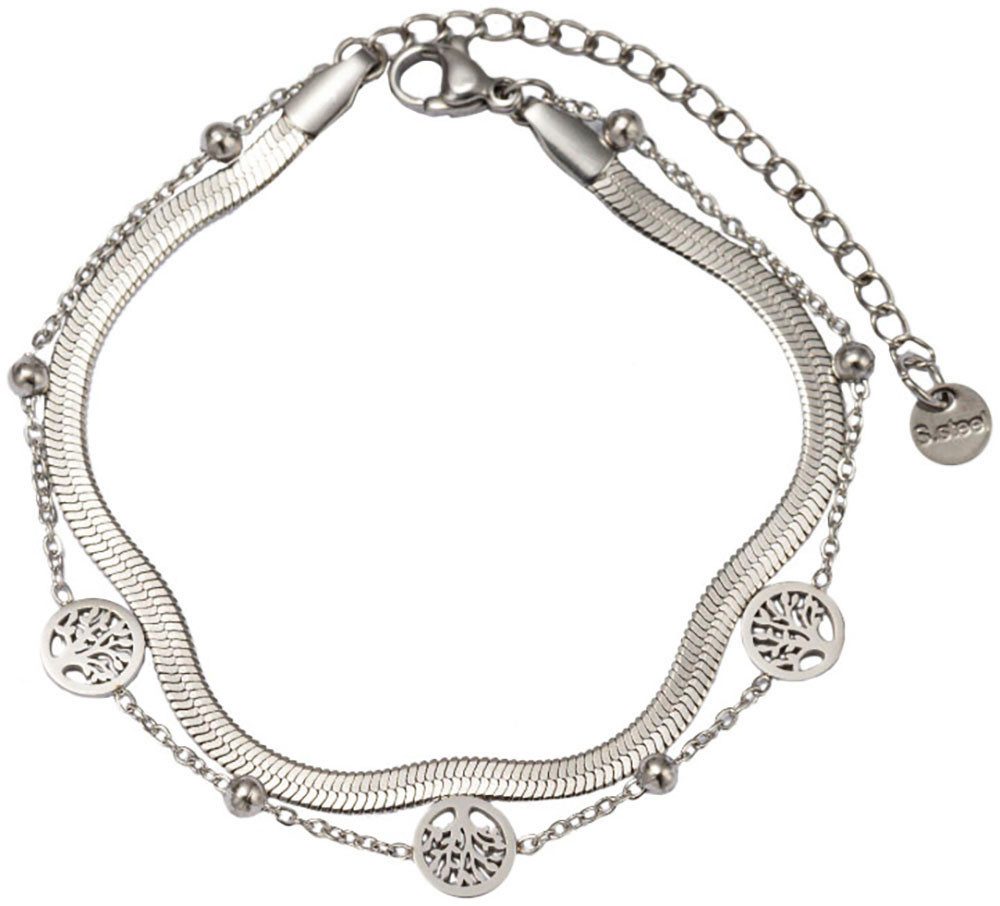 Firetti Edelstahlarmband Schmuck Geschenk Edelstahl Armschmuck Armkette Baum des Lebens, Made in Germany