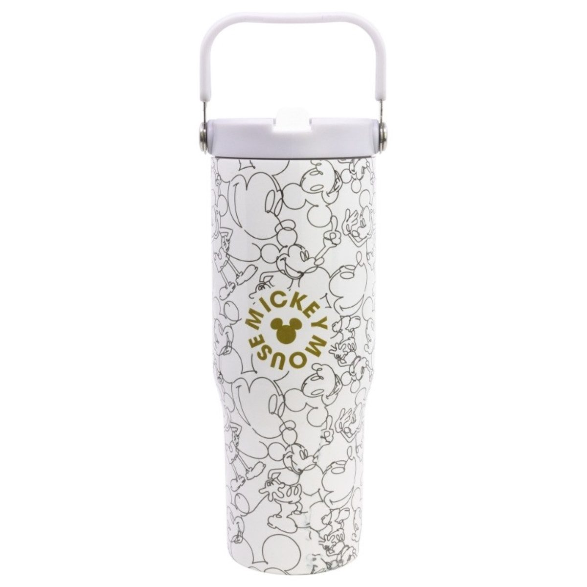 Disney Mickey Mouse Thermobecher Edelstahl 860 ml mit Griff und Klappdeckel, Edelstahl