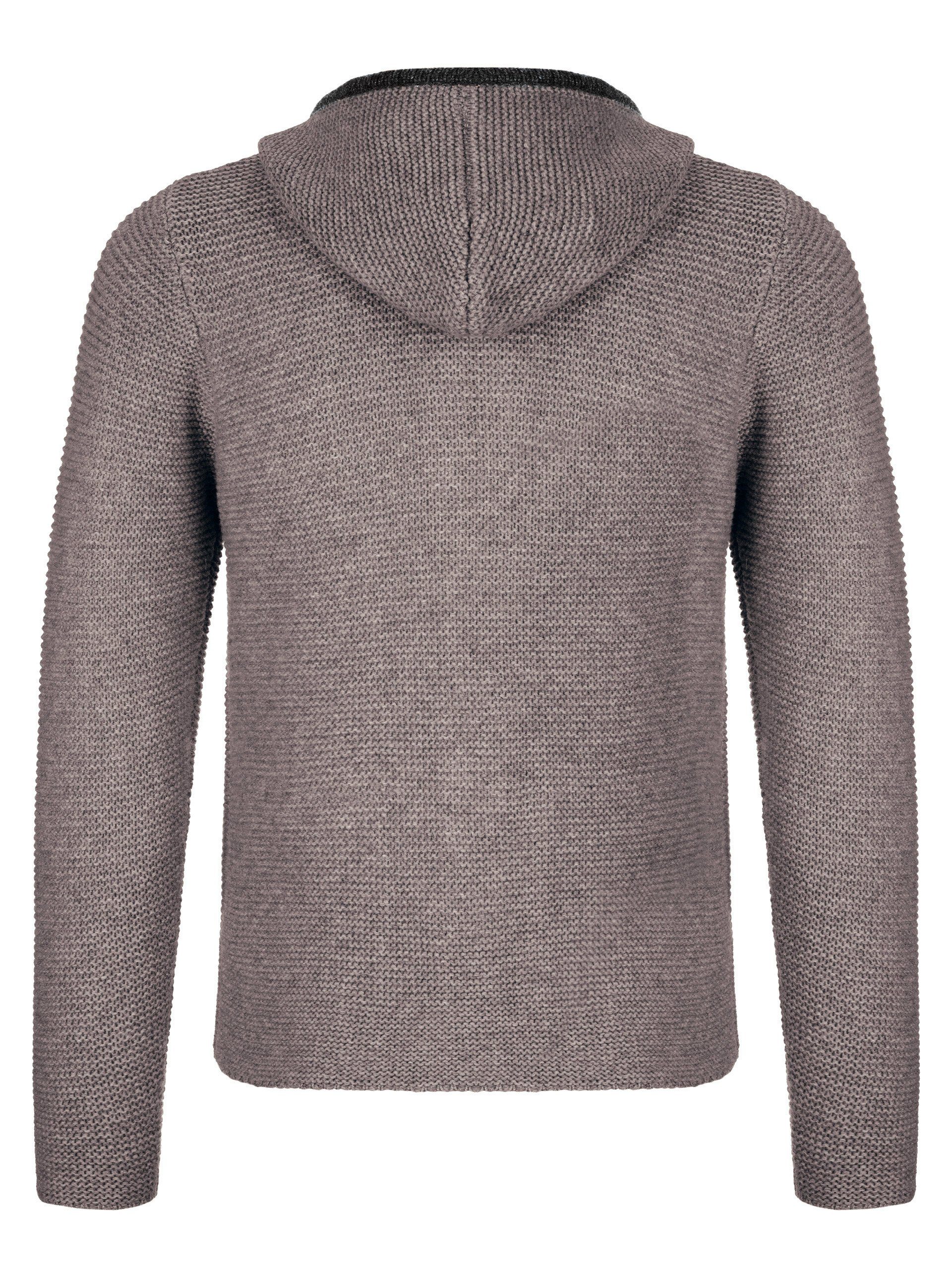Almbock Trachtenstrickjacke Strickjacke Bavaria (1-tlg) alpinbraun mit Kapuze