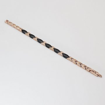 ELLAWIL Armband Gliederarmband Edelstahl- Keramikarmband Handgelenkkette Damenarmband (aus schwarzer Keramik mit rosegoldfarbener Edelstahl, Armbandlänge 20 cm, Breite 6 mm x 3 mm), inklusive Geschenkschachtel