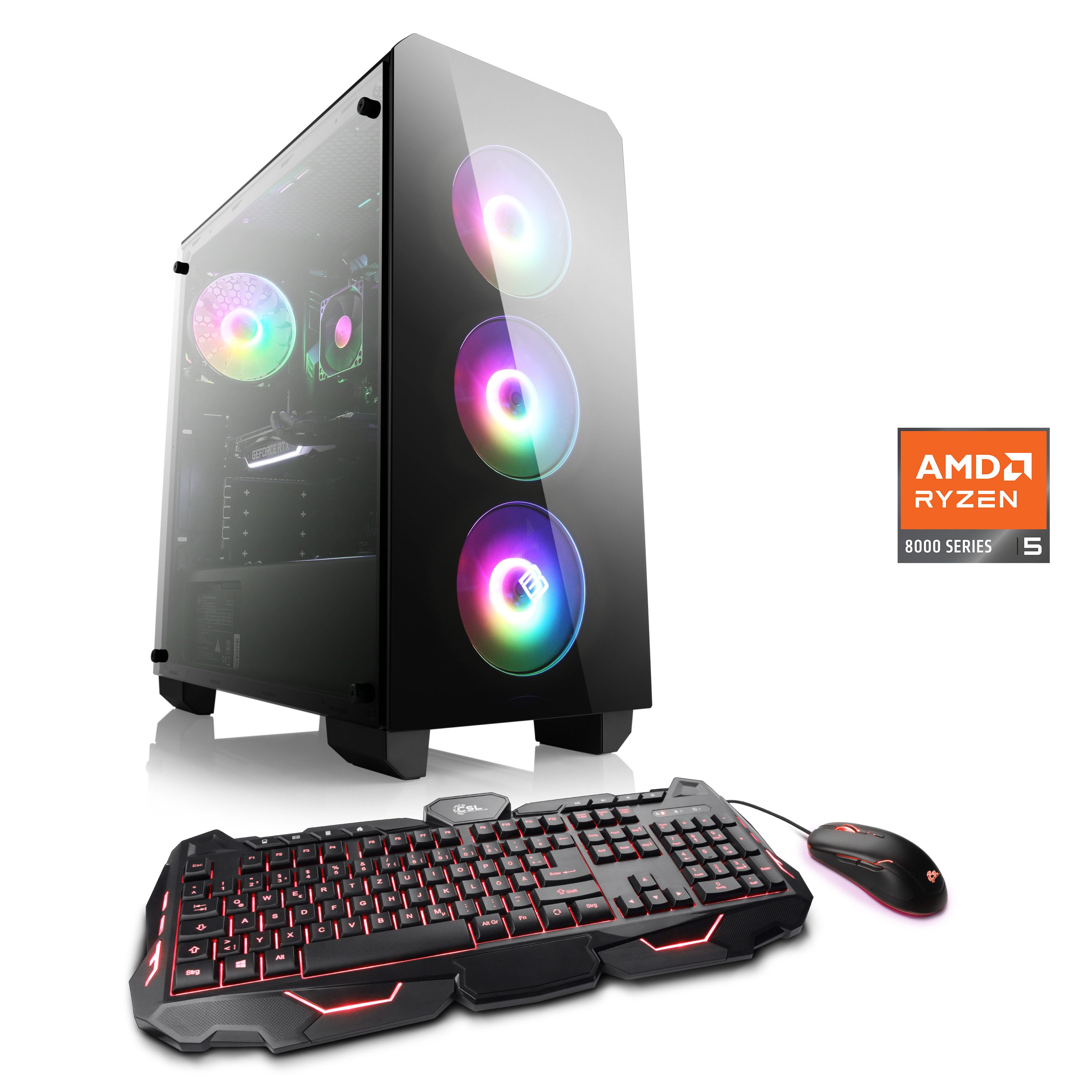 CSL Theseus V24611 Gaming-PC (AMD Ryzen 5 8400F, GeForce RTX 5060, 64 GB RAM, 2000 GB SSD, Luftkühlung)