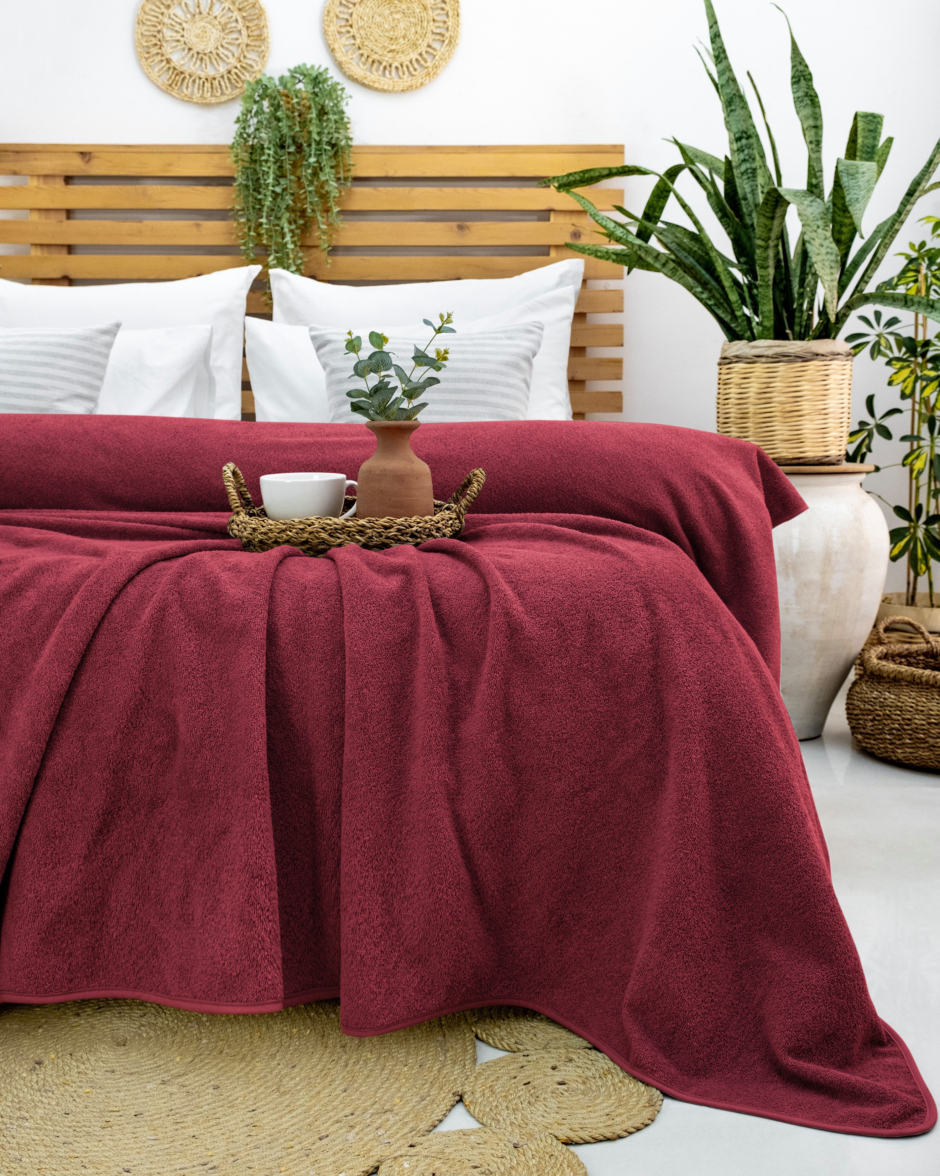 Wohndecke Frotteedecke 100% Baumwolle - Sommerdecke, Kuscheldecke, Laynenburg, Baumwolldecke als Sommer, Bett-Überwurf, Couch-Überwurf, Sofa-Decke – Bild 4 von 5