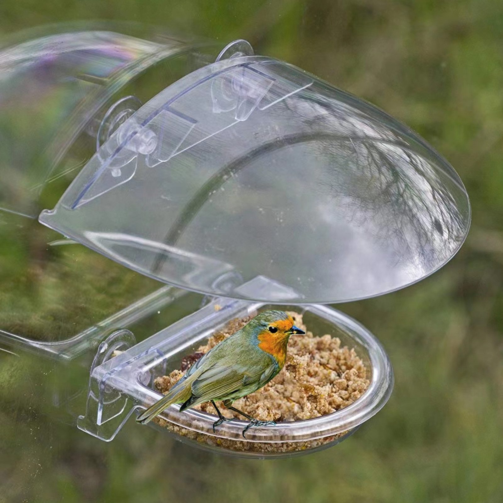 Thumbnail - HTI-Living Futterspender Vogelfutterhaus Nessa transparent 2-teilig, Futterspender Kunststoff mit Saugnäpfen